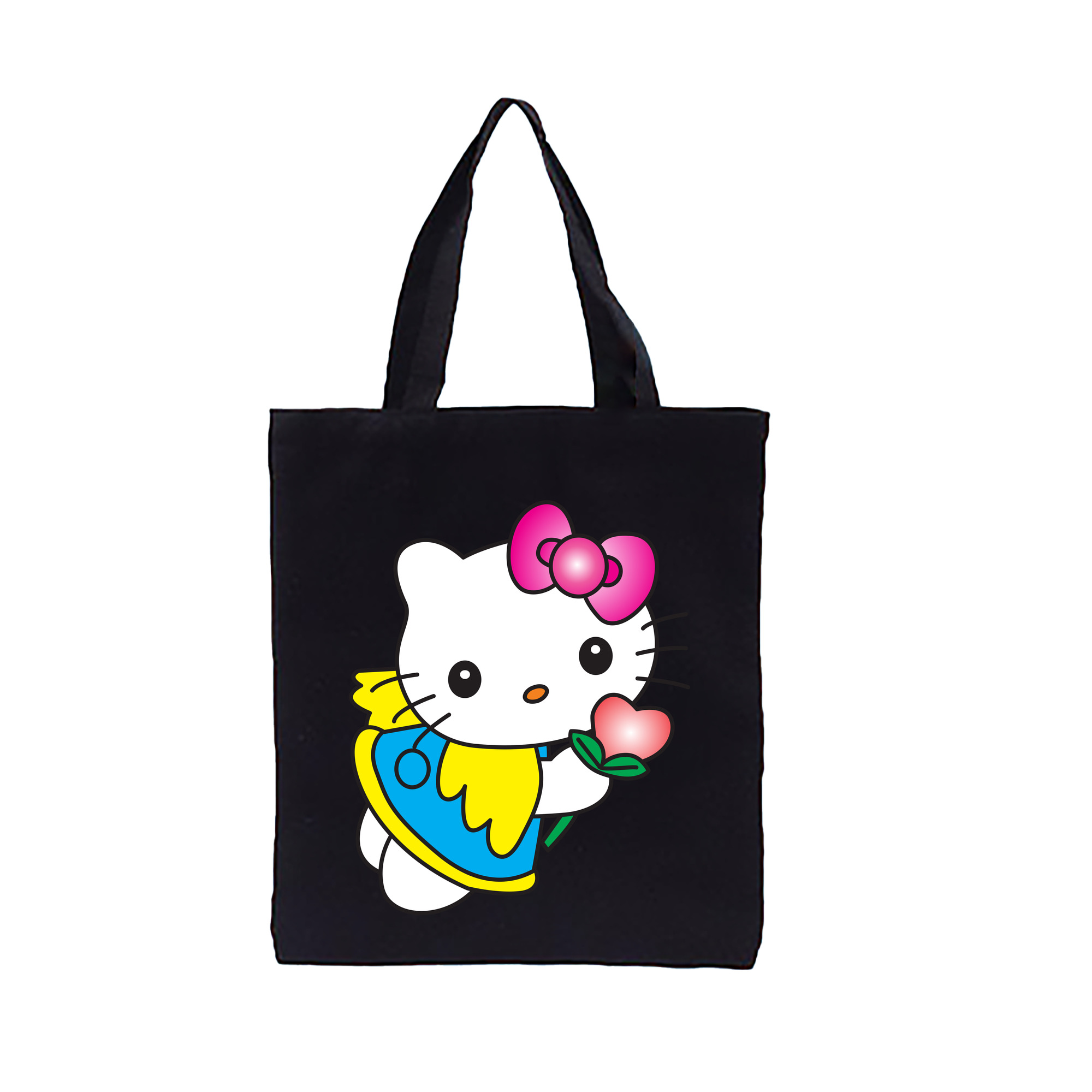 （画像用） Hello Kitty ハローキティ 縦型キャンバス生地手提げバッグ　トートバッグ