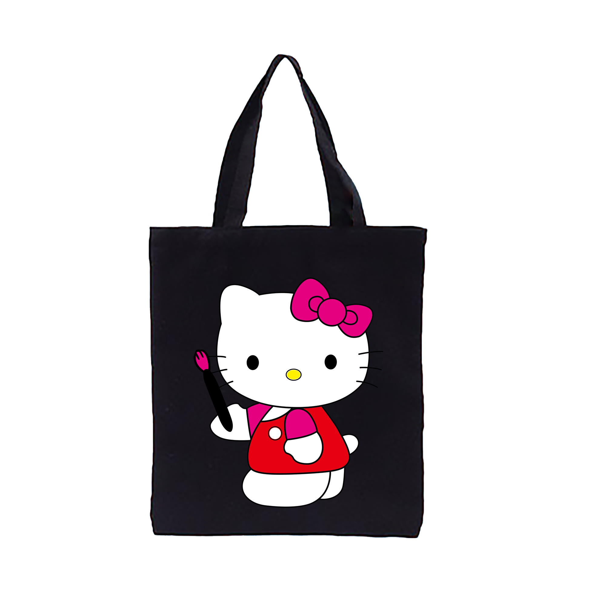 （画像用） Hello Kitty ハローキティ 縦型キャンバス生地手提げバッグ　トートバッグ