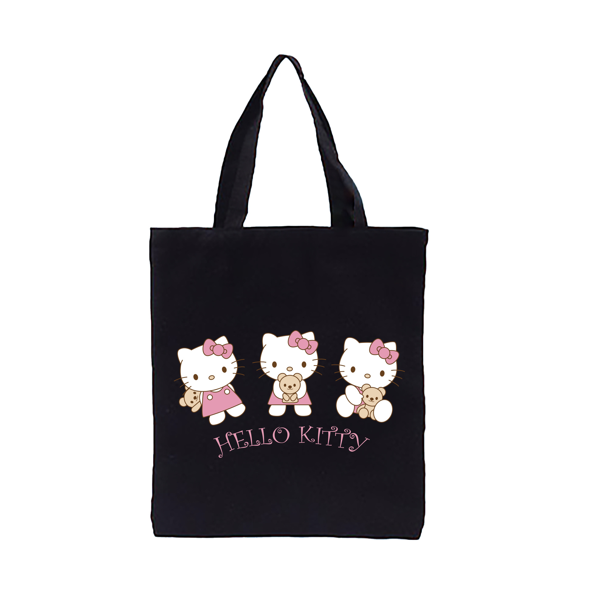 （画像用） Hello Kitty ハローキティ 縦型キャンバス生地手提げバッグ　トートバッグ