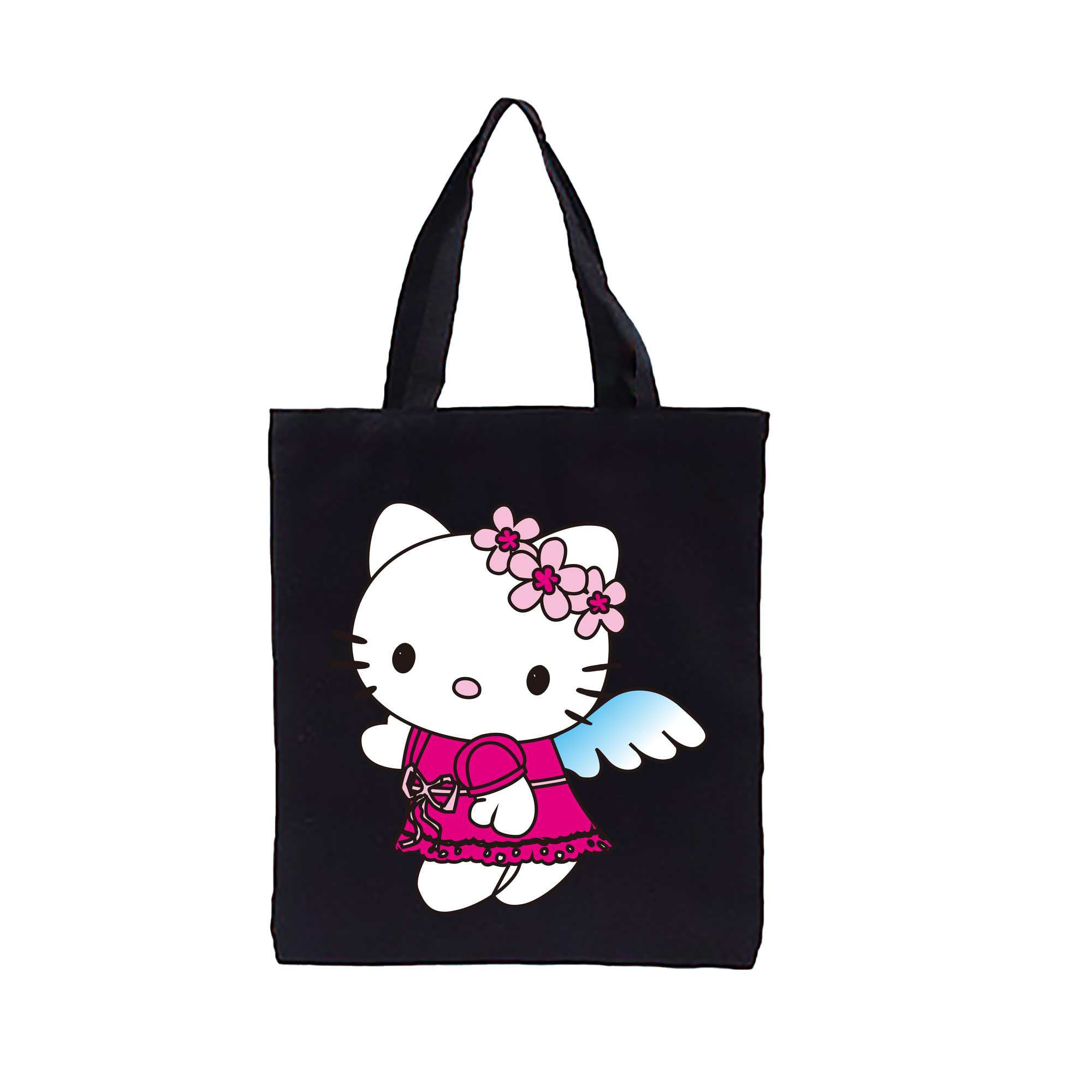 （画像用） Hello Kitty ハローキティ 縦型キャンバス生地手提げバッグ　トートバッグ