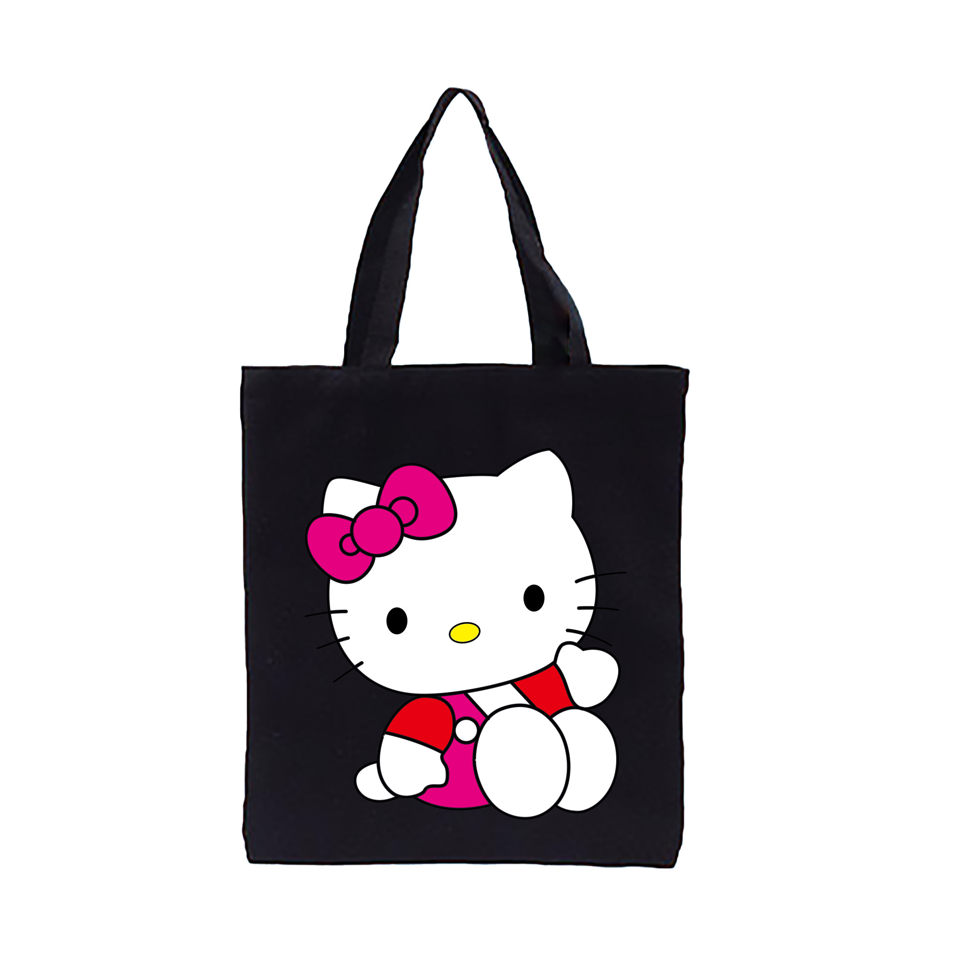 （画像用） Hello Kitty ハローキティ 縦型キャンバス生地手提げバッグ　トートバッグ
