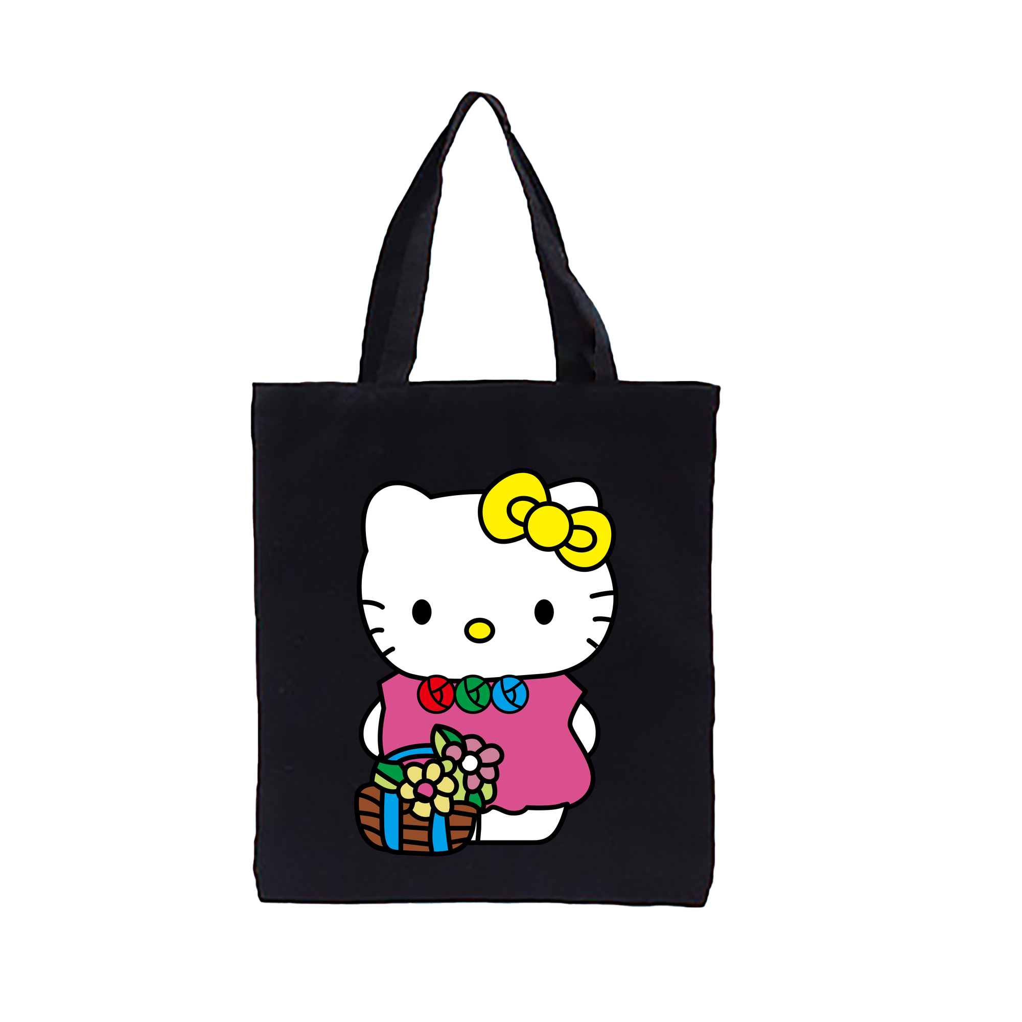（画像用） Hello Kitty ハローキティ 縦型キャンバス生地手提げバッグ　トートバッグ