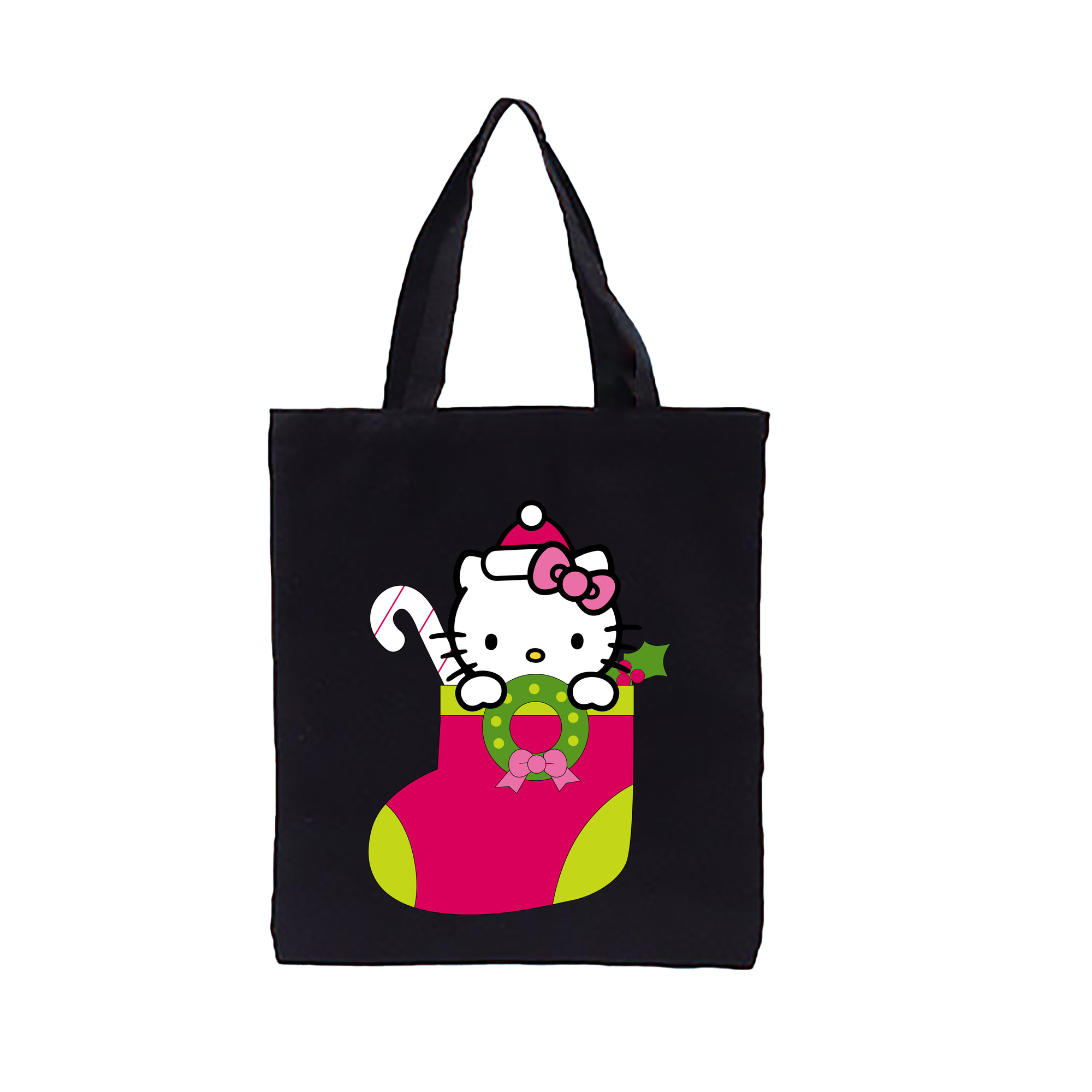 （画像用） Hello Kitty ハローキティ 縦型キャンバス生地手提げバッグ　トートバッグ