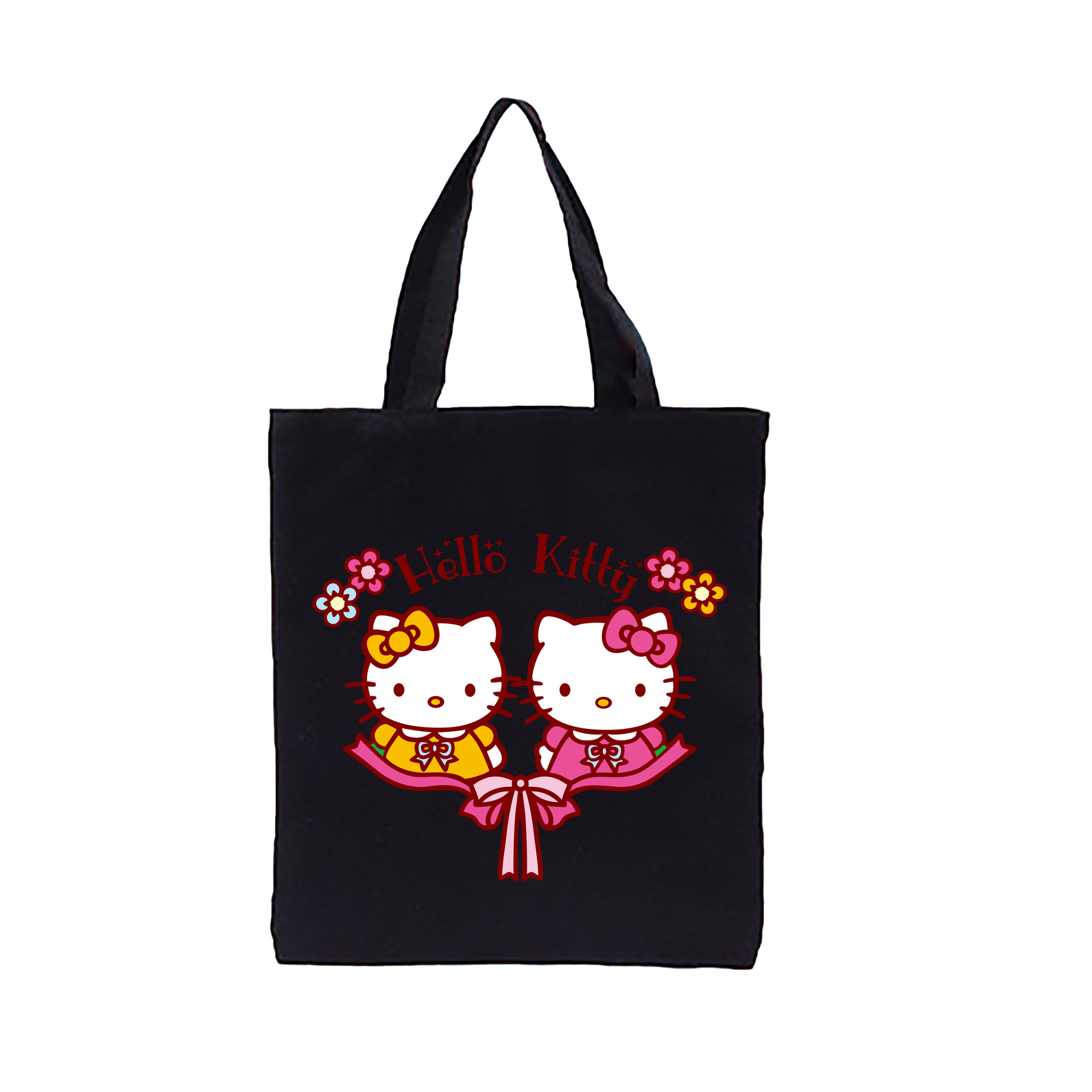 （画像用） Hello Kitty ハローキティ 縦型キャンバス生地手提げバッグ　トートバッグ