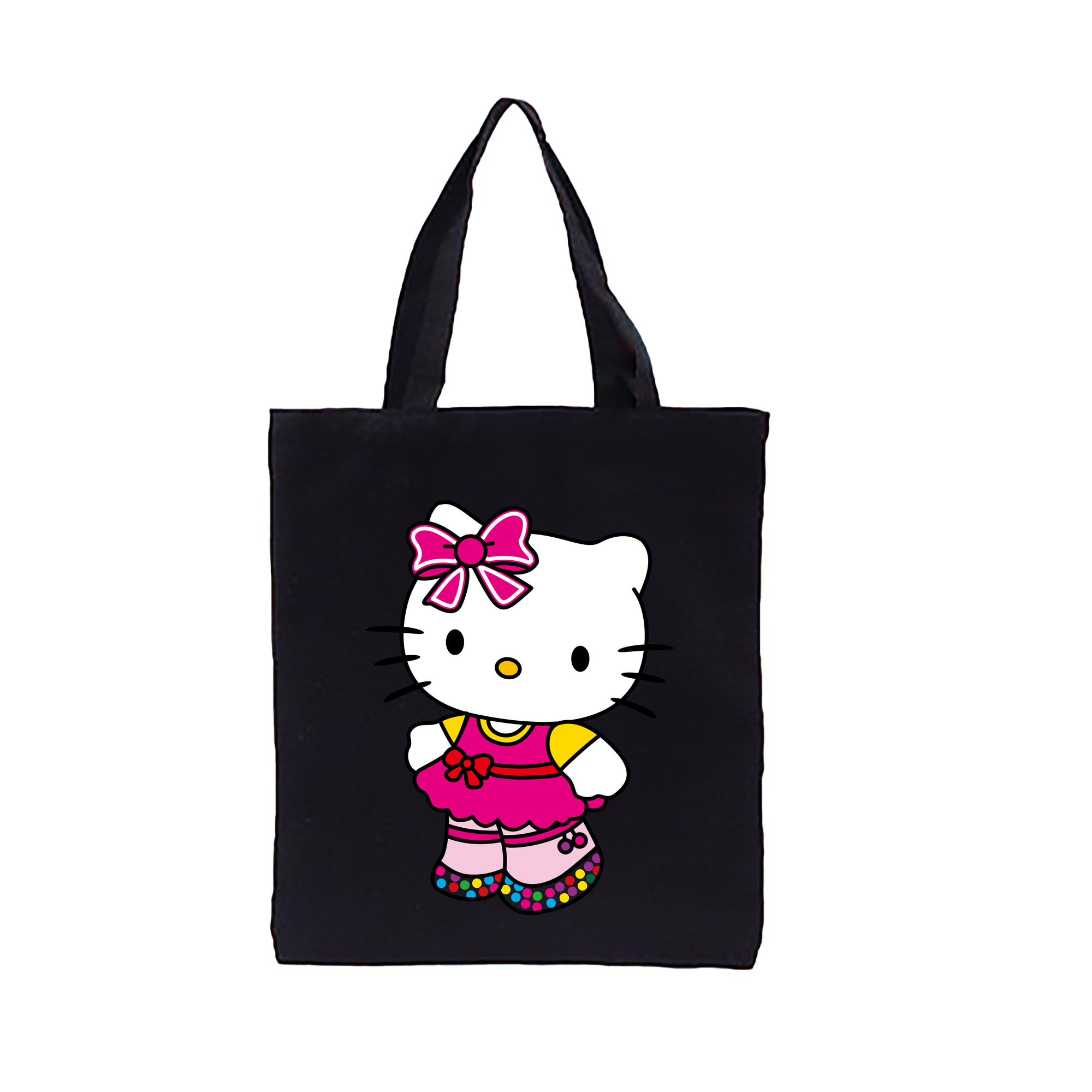 （画像用） Hello Kitty ハローキティ 縦型キャンバス生地手提げバッグ　トートバッグ