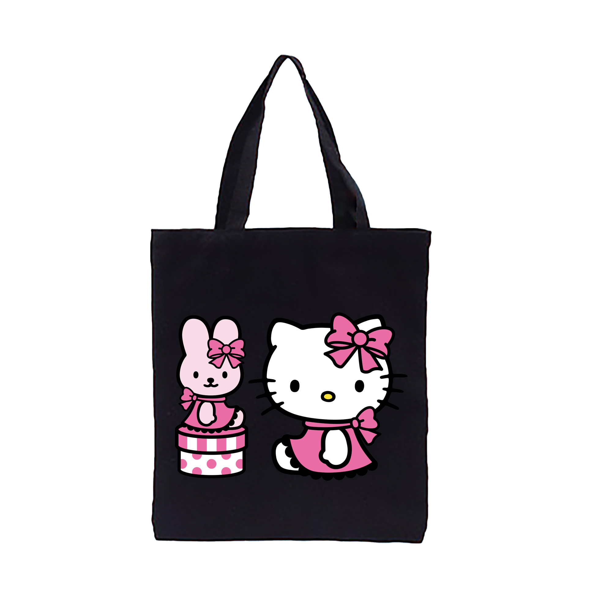 （画像用） Hello Kitty ハローキティ 縦型キャンバス生地手提げバッグ　トートバッグ