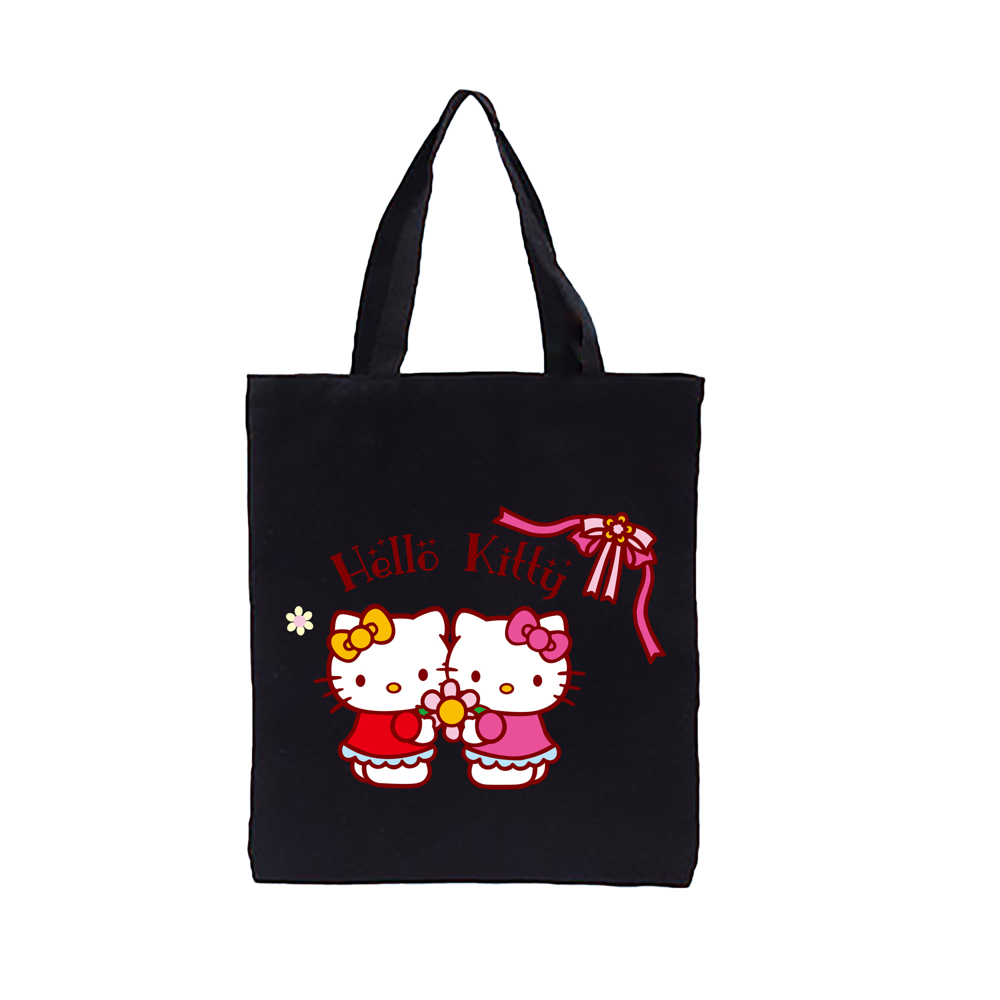 （画像用） Hello Kitty ハローキティ 縦型キャンバス生地手提げバッグ　トートバッグ