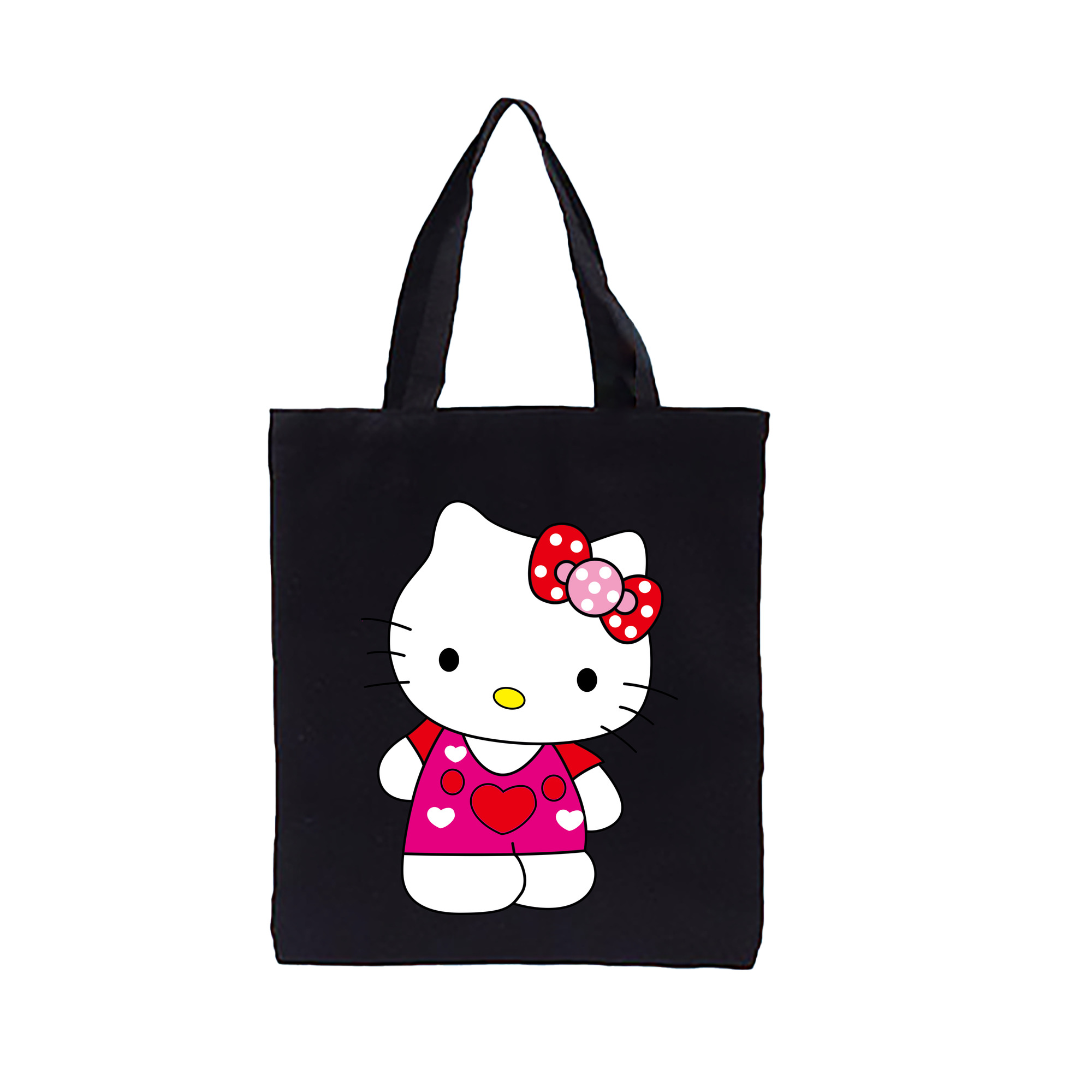 （画像用） Hello Kitty ハローキティ 縦型キャンバス生地手提げバッグ　トートバッグ