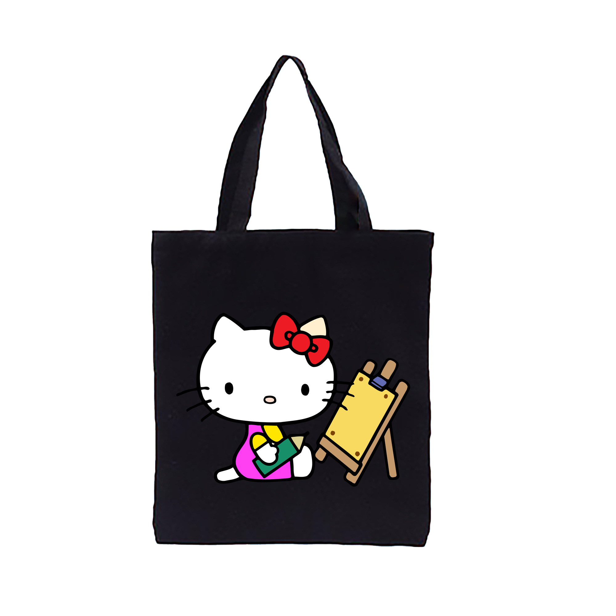 （画像用） Hello Kitty ハローキティ 縦型キャンバス生地手提げバッグ　トートバッグ
