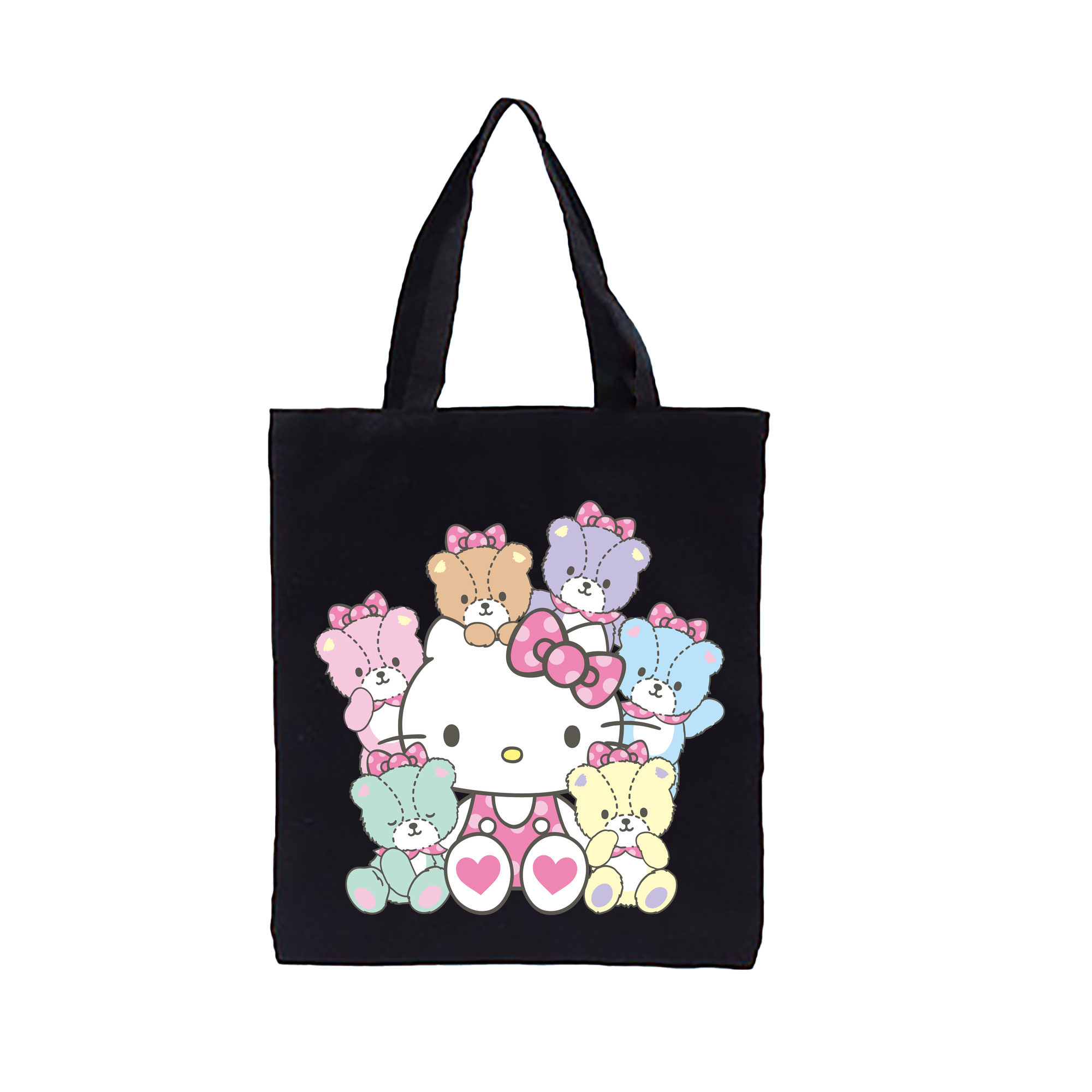（画像用） Hello Kitty ハローキティ 縦型キャンバス生地手提げバッグ　トートバッグ
