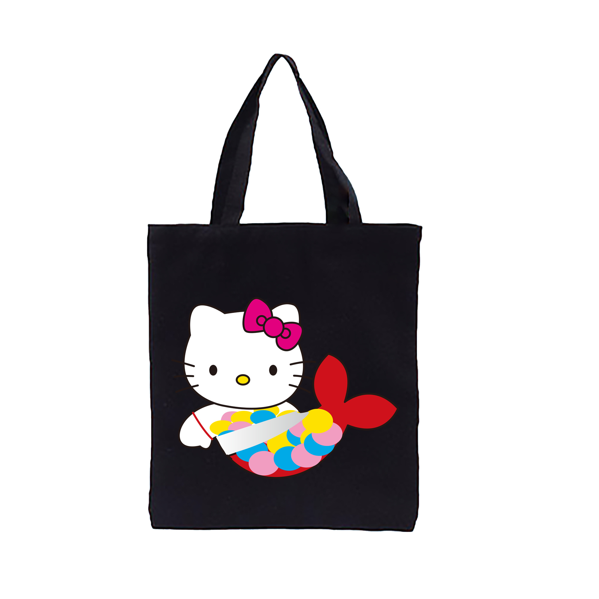 （画像用） Hello Kitty ハローキティ 縦型キャンバス生地手提げバッグ　トートバッグ