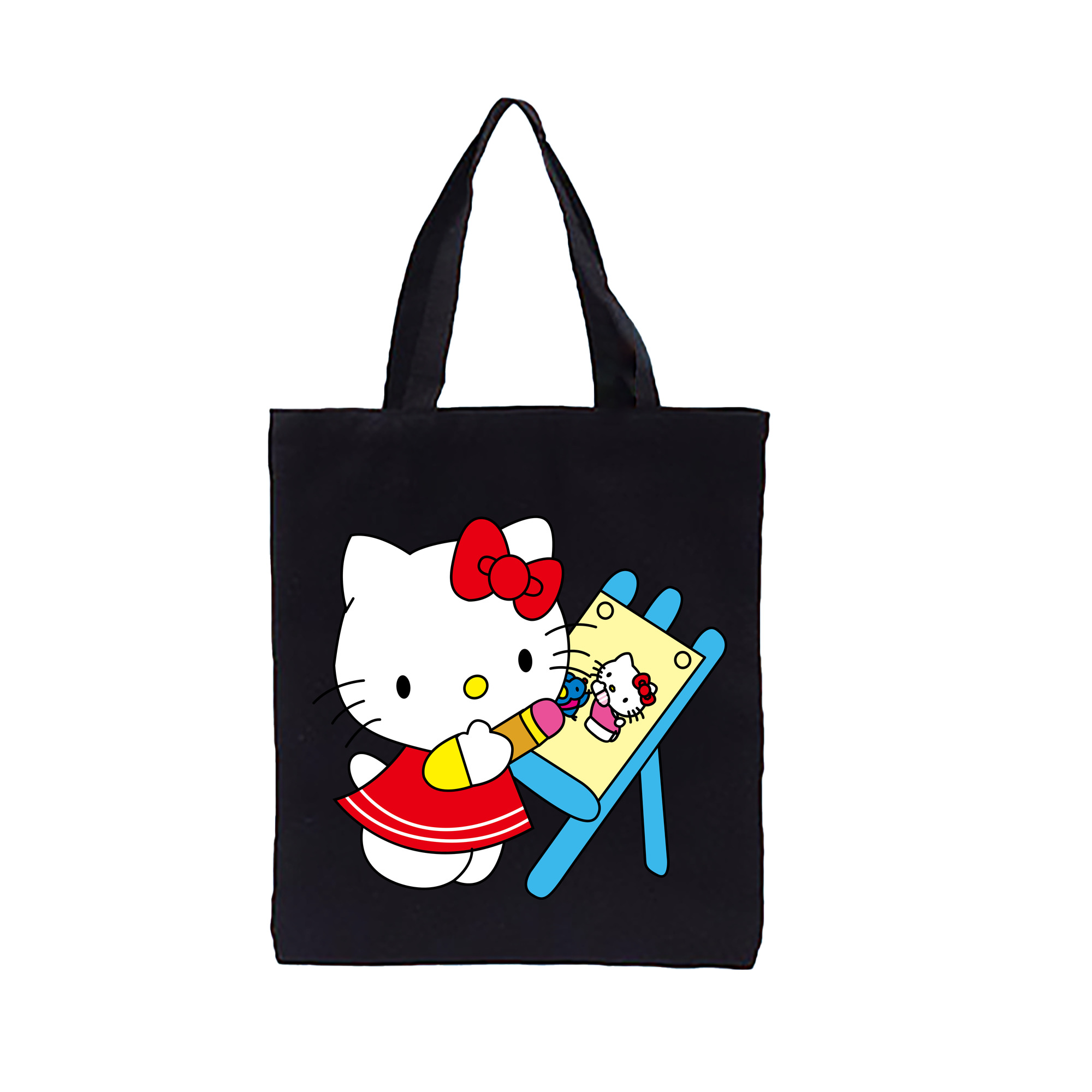 （画像用） Hello Kitty ハローキティ 縦型キャンバス生地手提げバッグ　トートバッグ