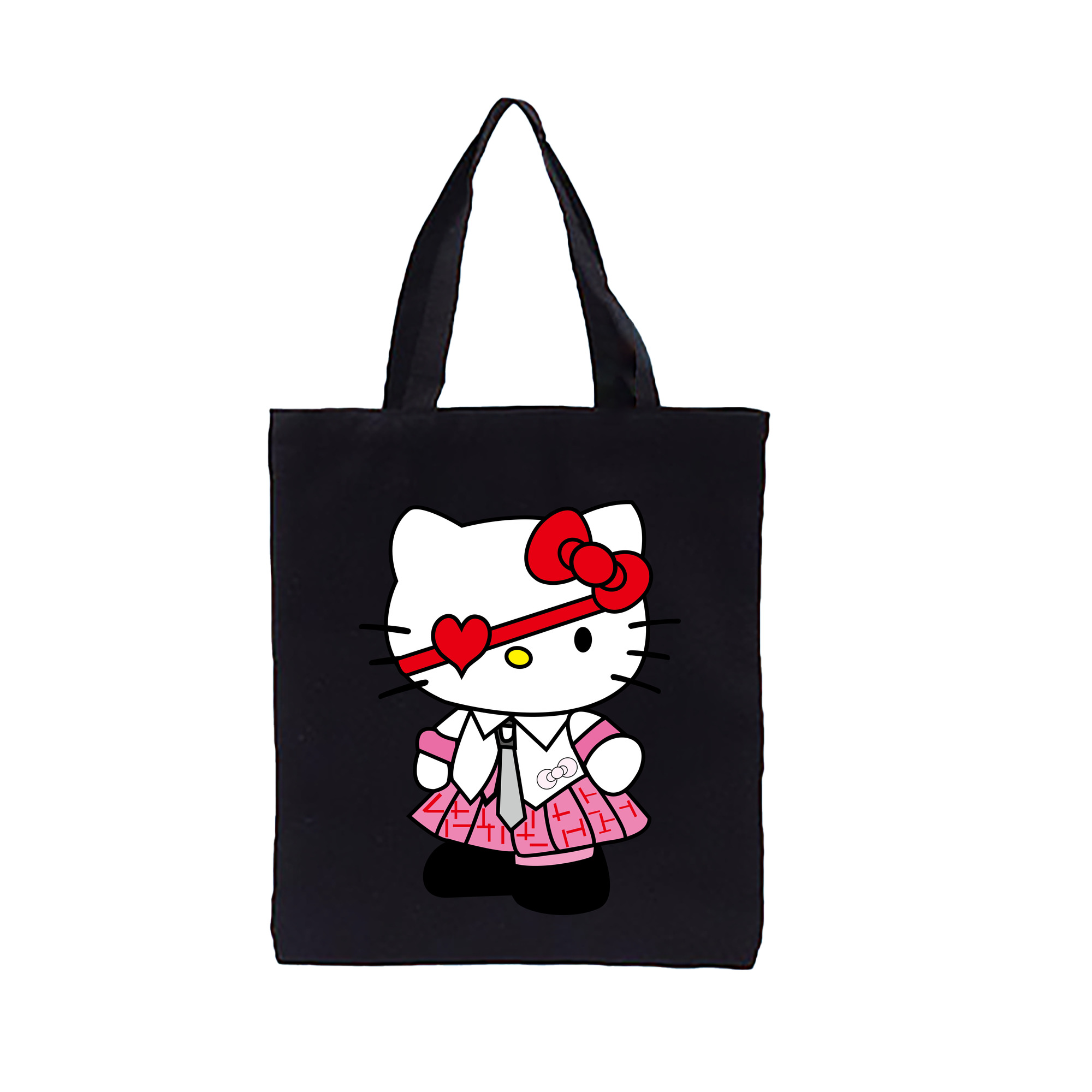 （画像用） Hello Kitty ハローキティ 縦型キャンバス生地手提げバッグ　トートバッグ