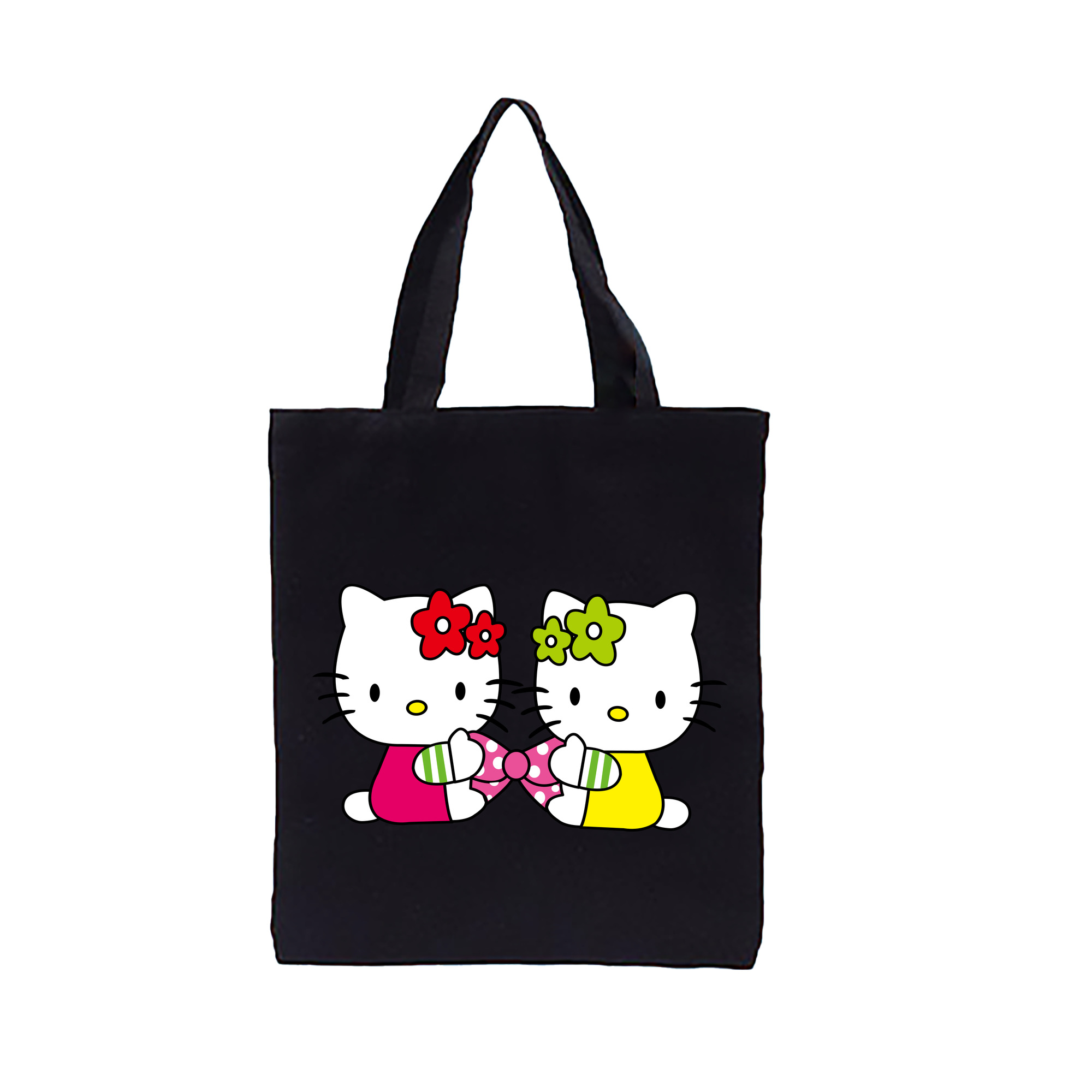 （画像用） Hello Kitty ハローキティ 縦型キャンバス生地手提げバッグ　トートバッグ