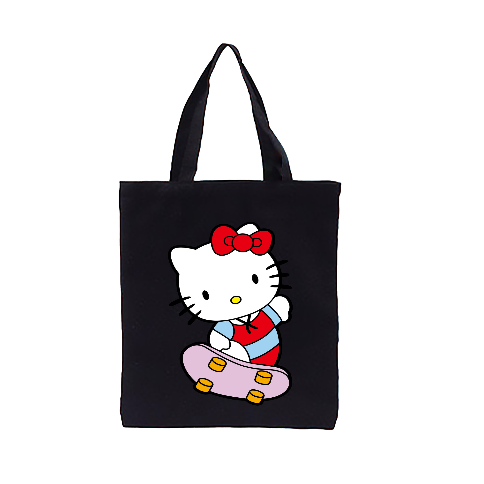 （画像用） Hello Kitty ハローキティ 縦型キャンバス生地手提げバッグ　トートバッグ