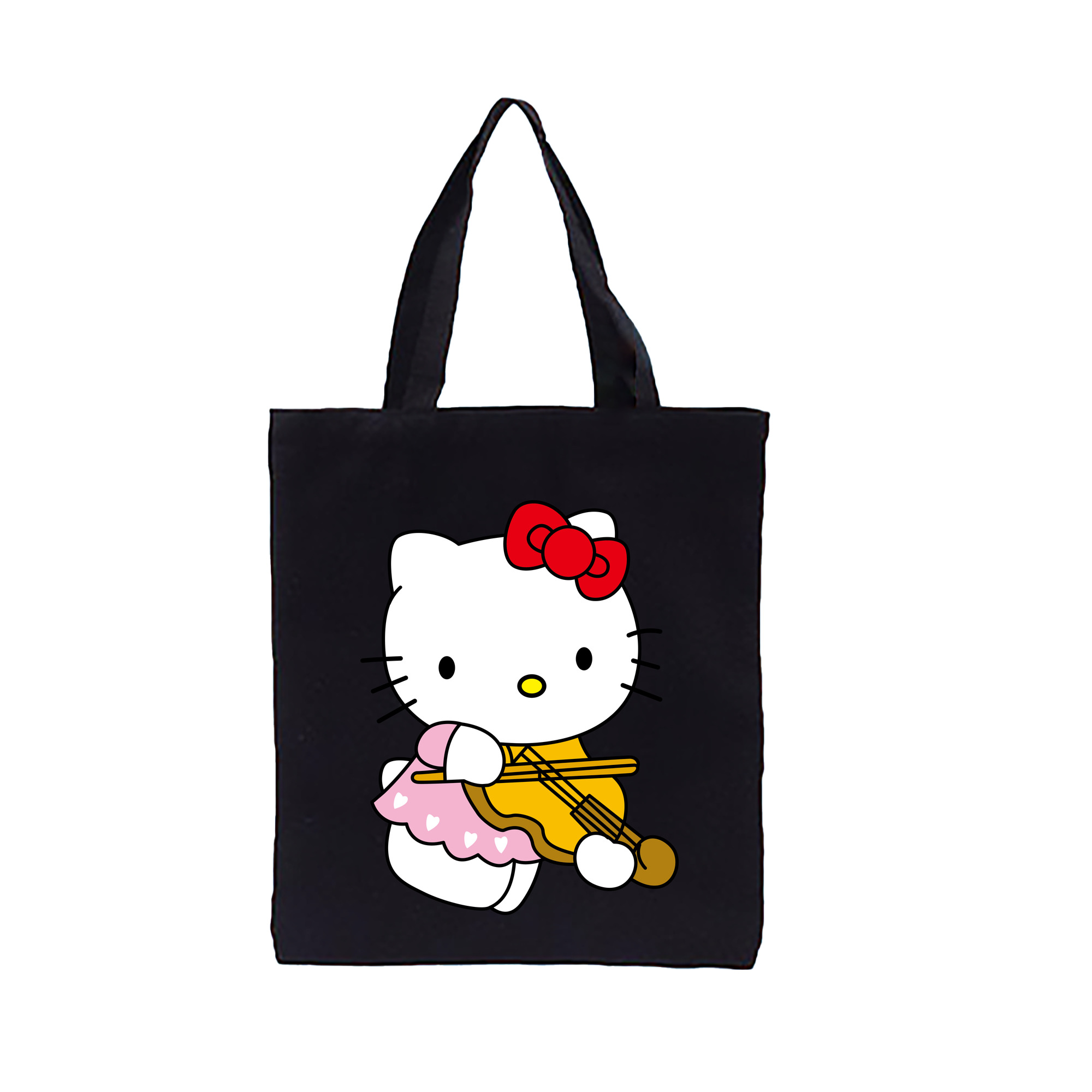 （画像用） Hello Kitty ハローキティ 縦型キャンバス生地手提げバッグ　トートバッグ