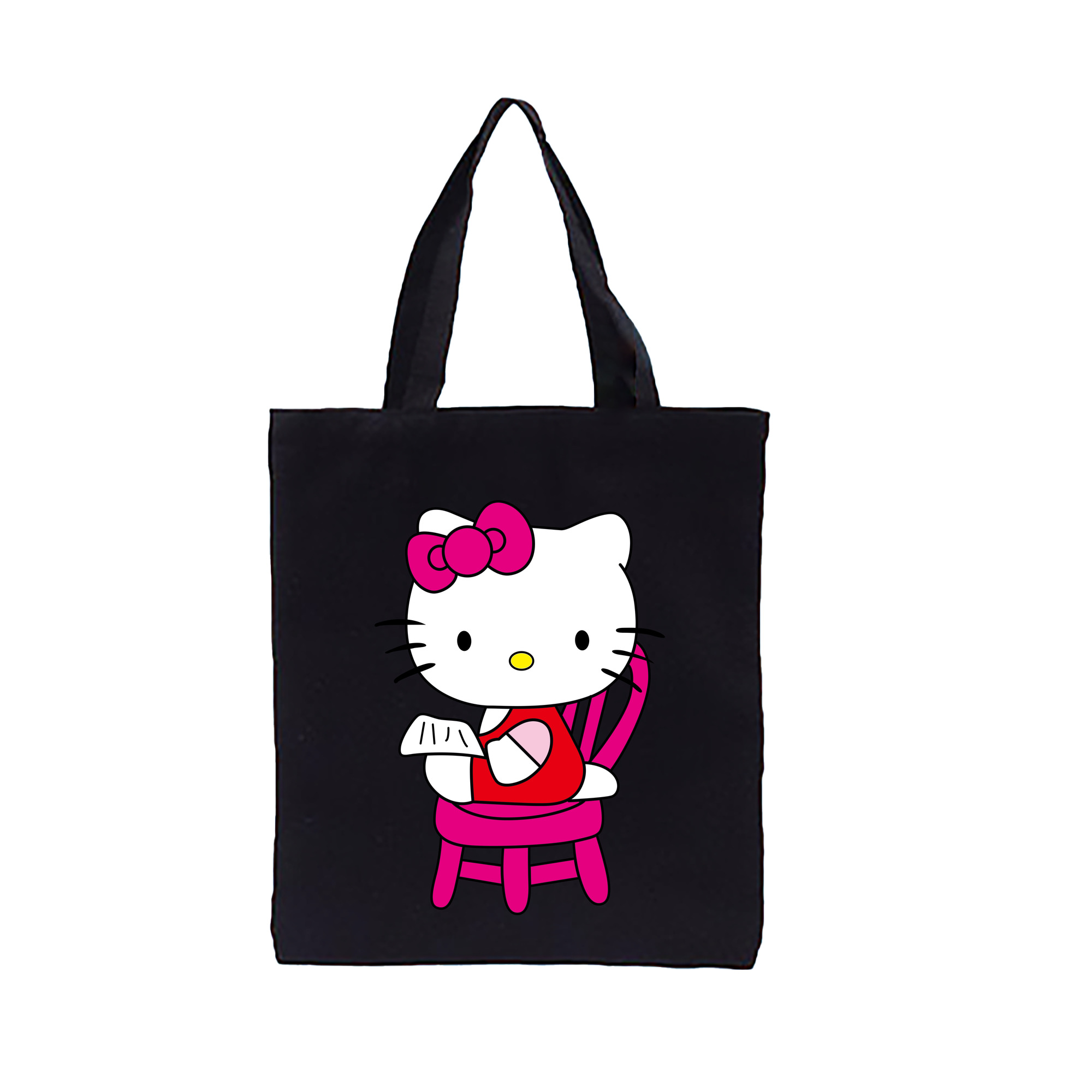 （画像用） Hello Kitty ハローキティ 縦型キャンバス生地手提げバッグ　トートバッグ