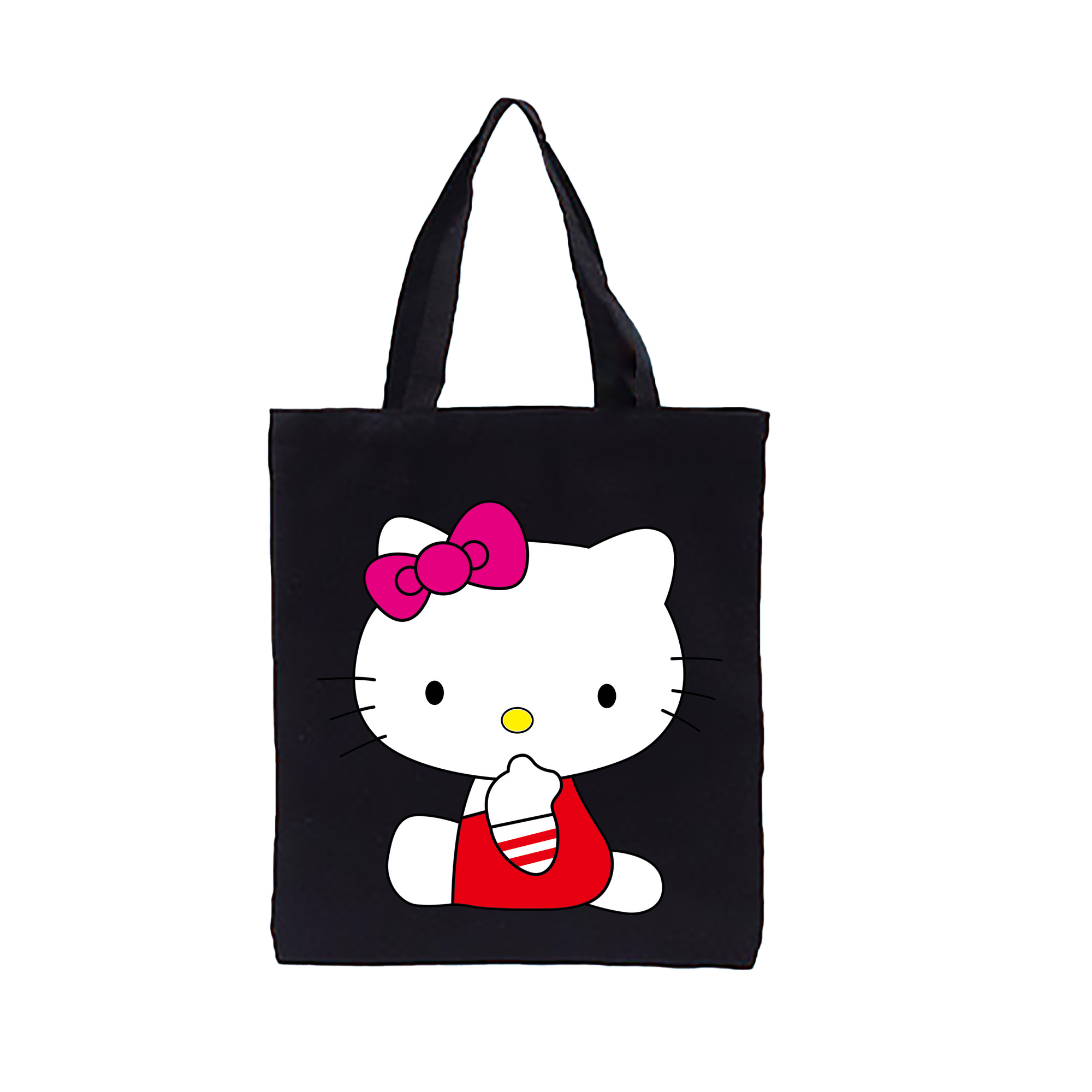（画像用） Hello Kitty ハローキティ 縦型キャンバス生地手提げバッグ　トートバッグ