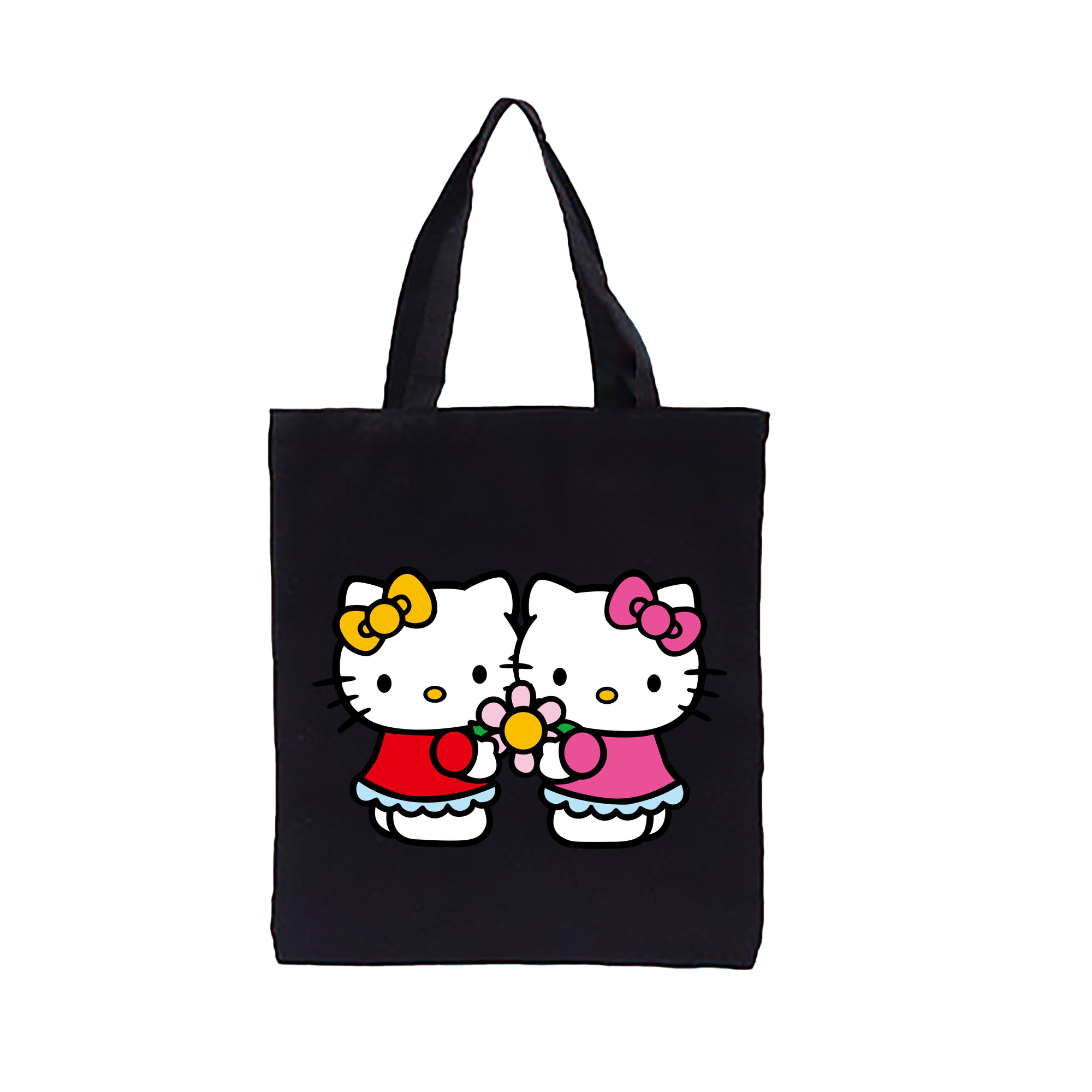 （画像用） Hello Kitty ハローキティ 縦型キャンバス生地手提げバッグ　トートバッグ