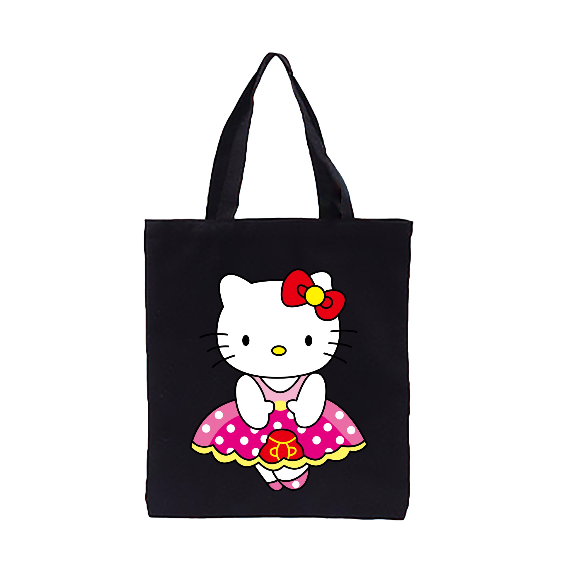 （画像用） Hello Kitty ハローキティ 縦型キャンバス生地手提げバッグ　トートバッグ