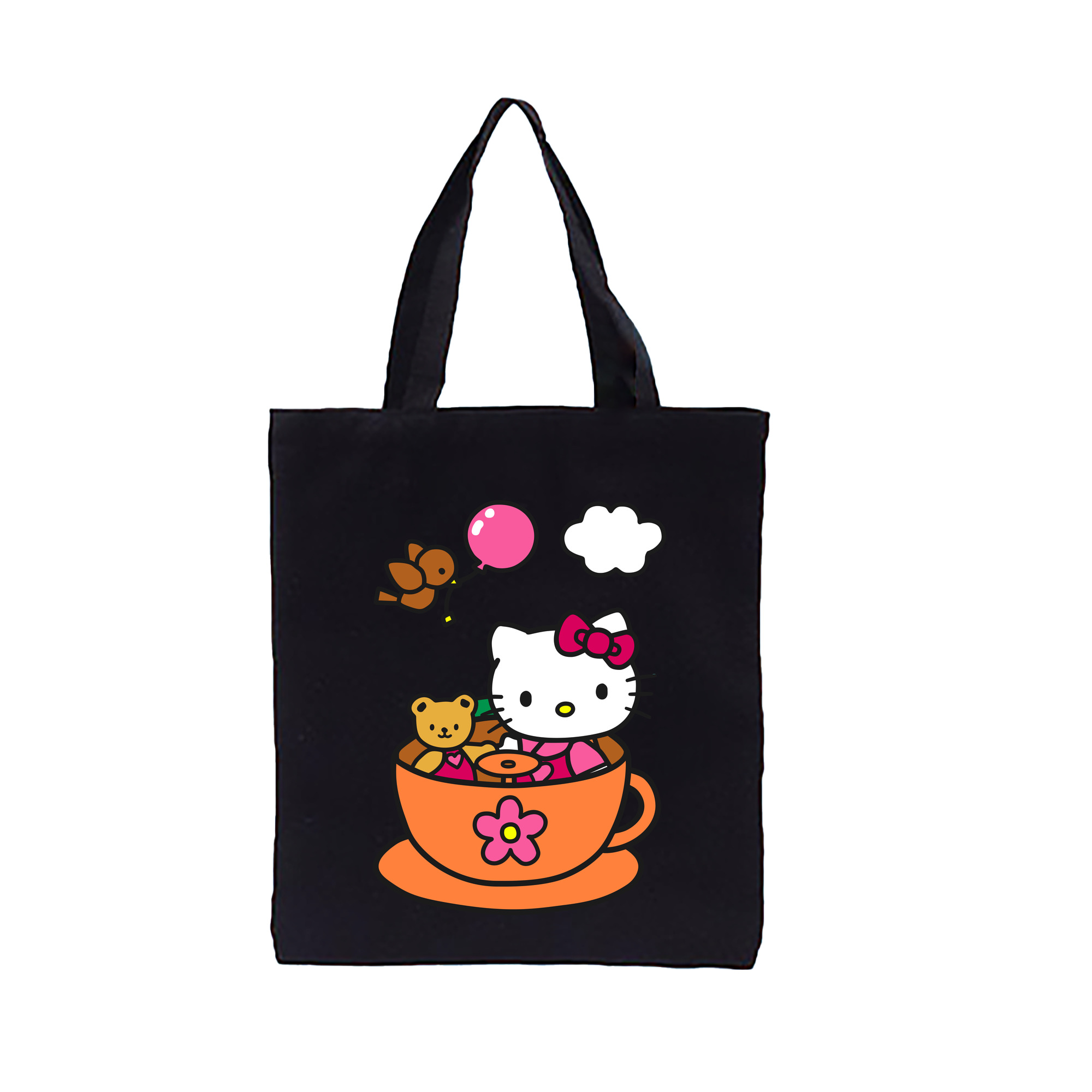（画像用） Hello Kitty ハローキティ 縦型キャンバス生地手提げバッグ　トートバッグ