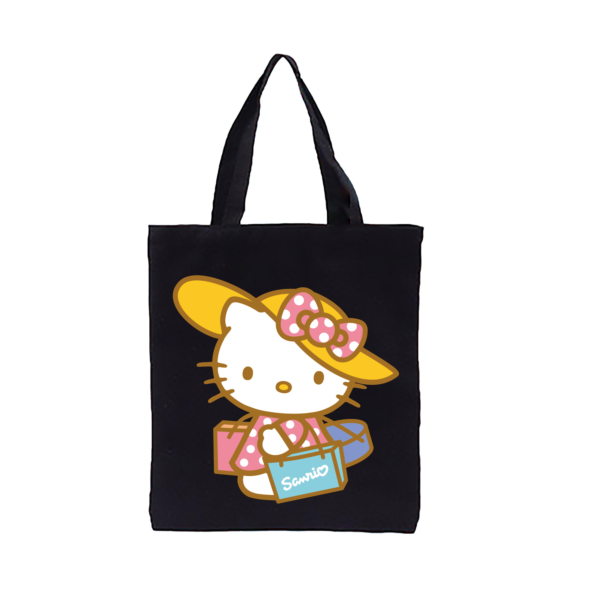 （画像用） Hello Kitty ハローキティ 縦型キャンバス生地手提げバッグ　トートバッグ