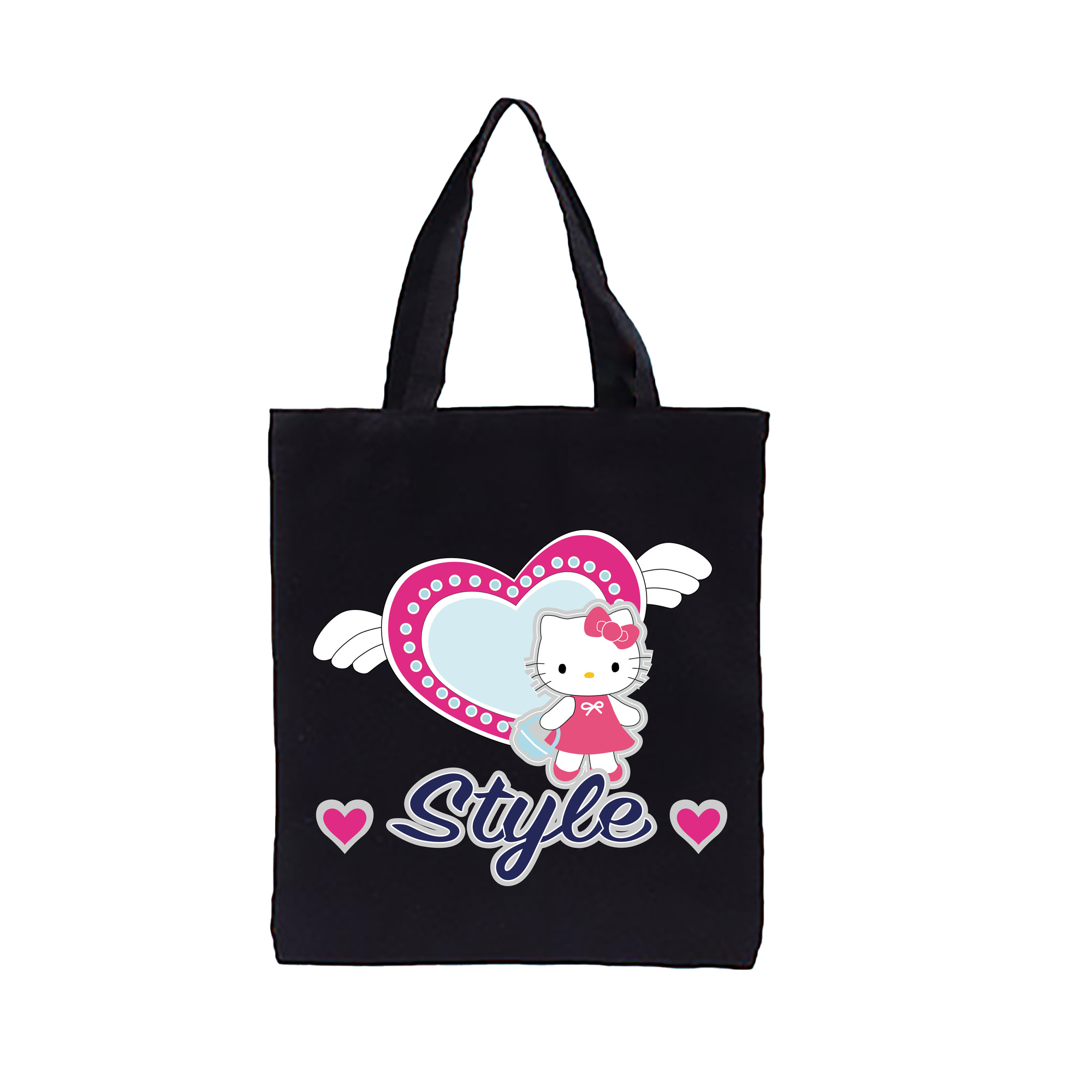 （画像用） Hello Kitty ハローキティ 縦型キャンバス生地手提げバッグ　トートバッグ