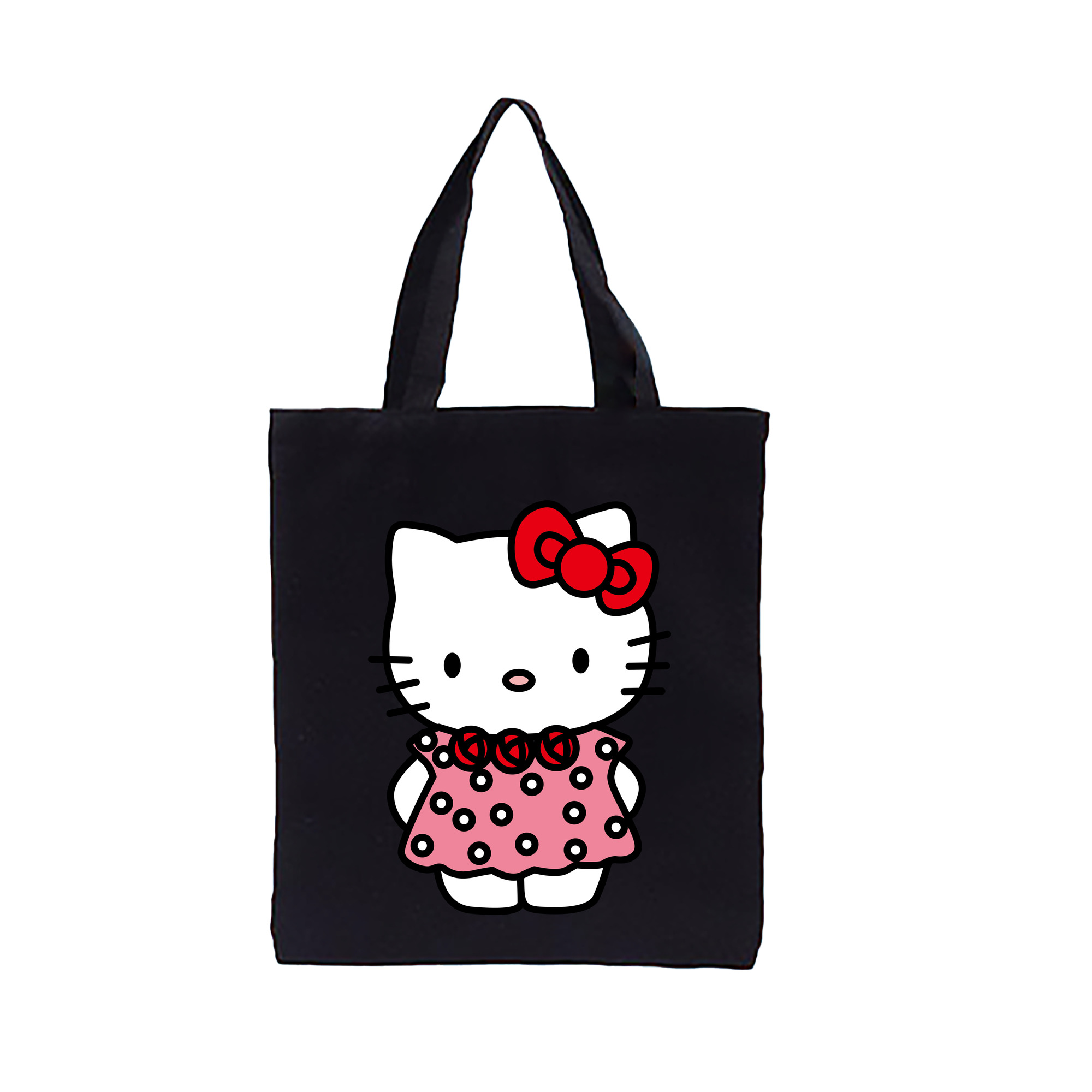 （画像用） Hello Kitty ハローキティ 縦型キャンバス生地手提げバッグ　トートバッグ