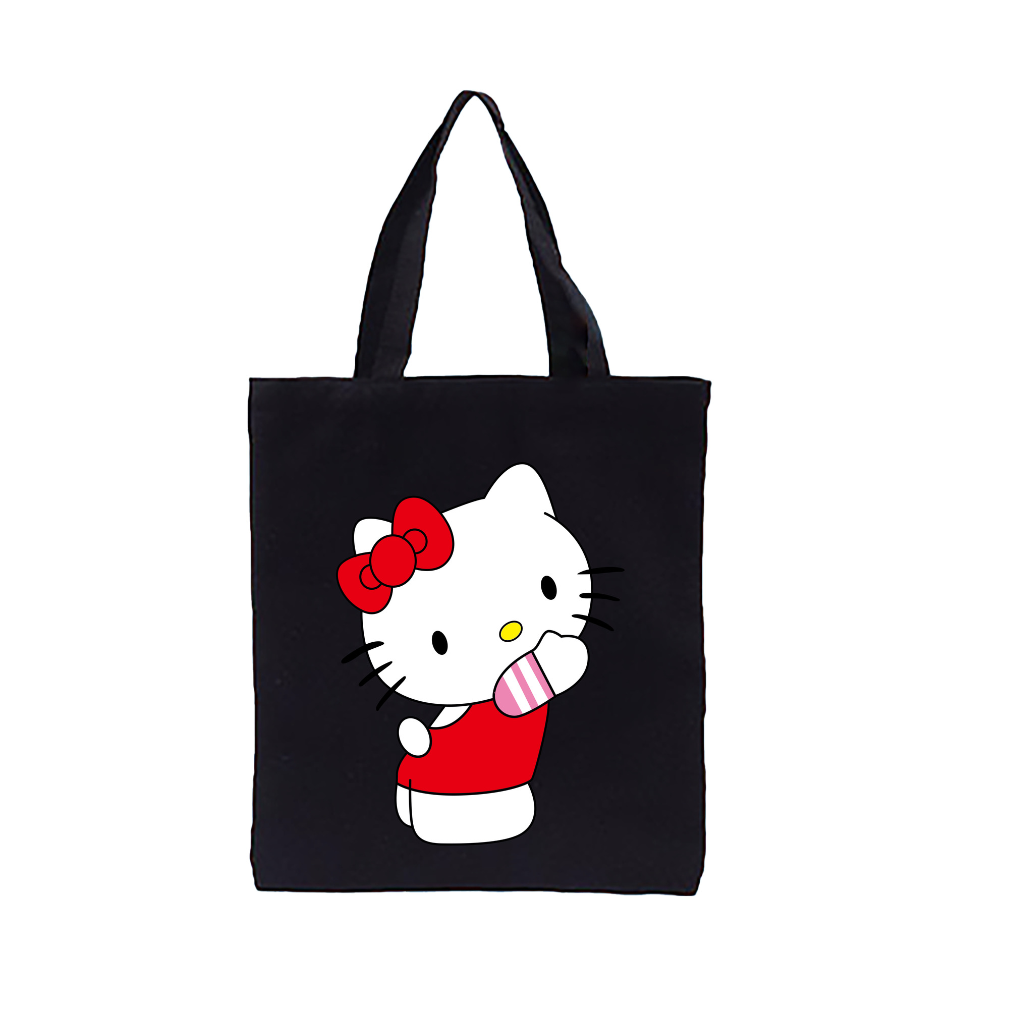 （画像用） Hello Kitty ハローキティ 縦型キャンバス生地手提げバッグ　トートバッグ