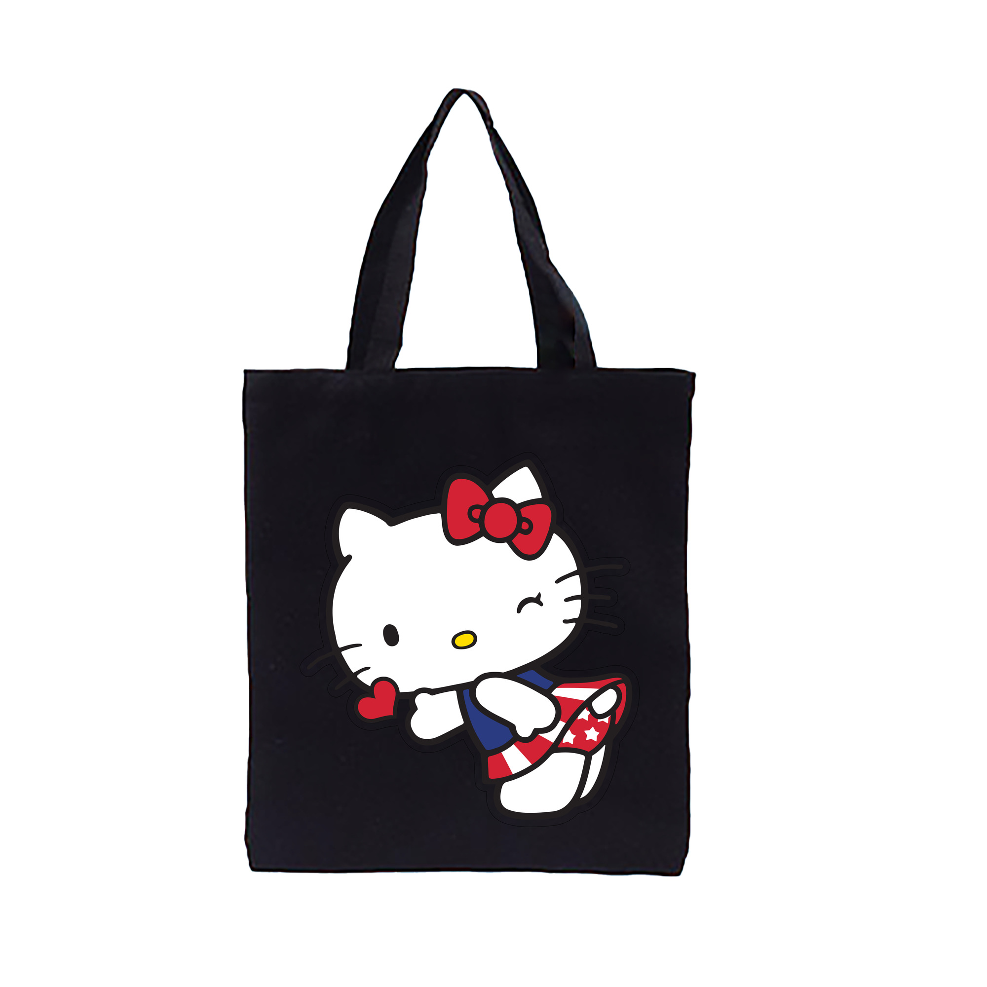 （画像用） Hello Kitty ハローキティ 縦型キャンバス生地手提げバッグ　トートバッグ