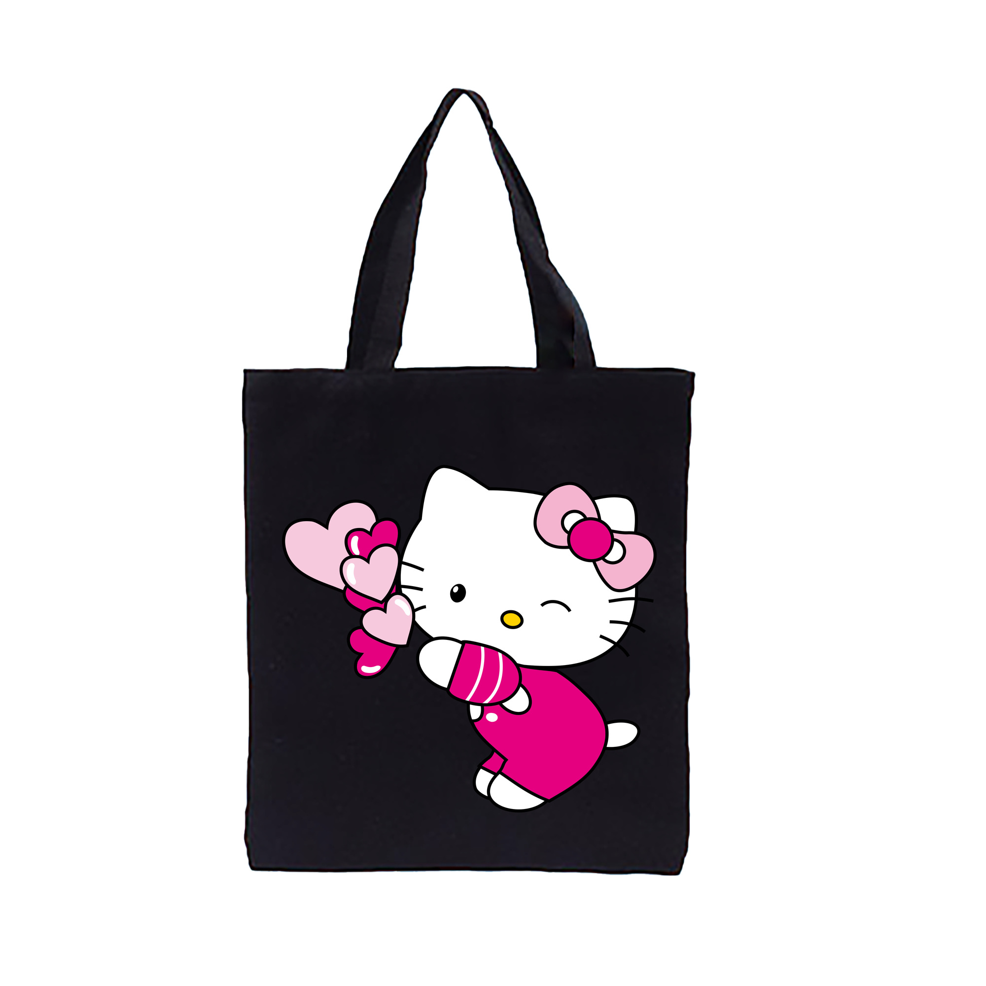（画像用） Hello Kitty ハローキティ 縦型キャンバス生地手提げバッグ　トートバッグ