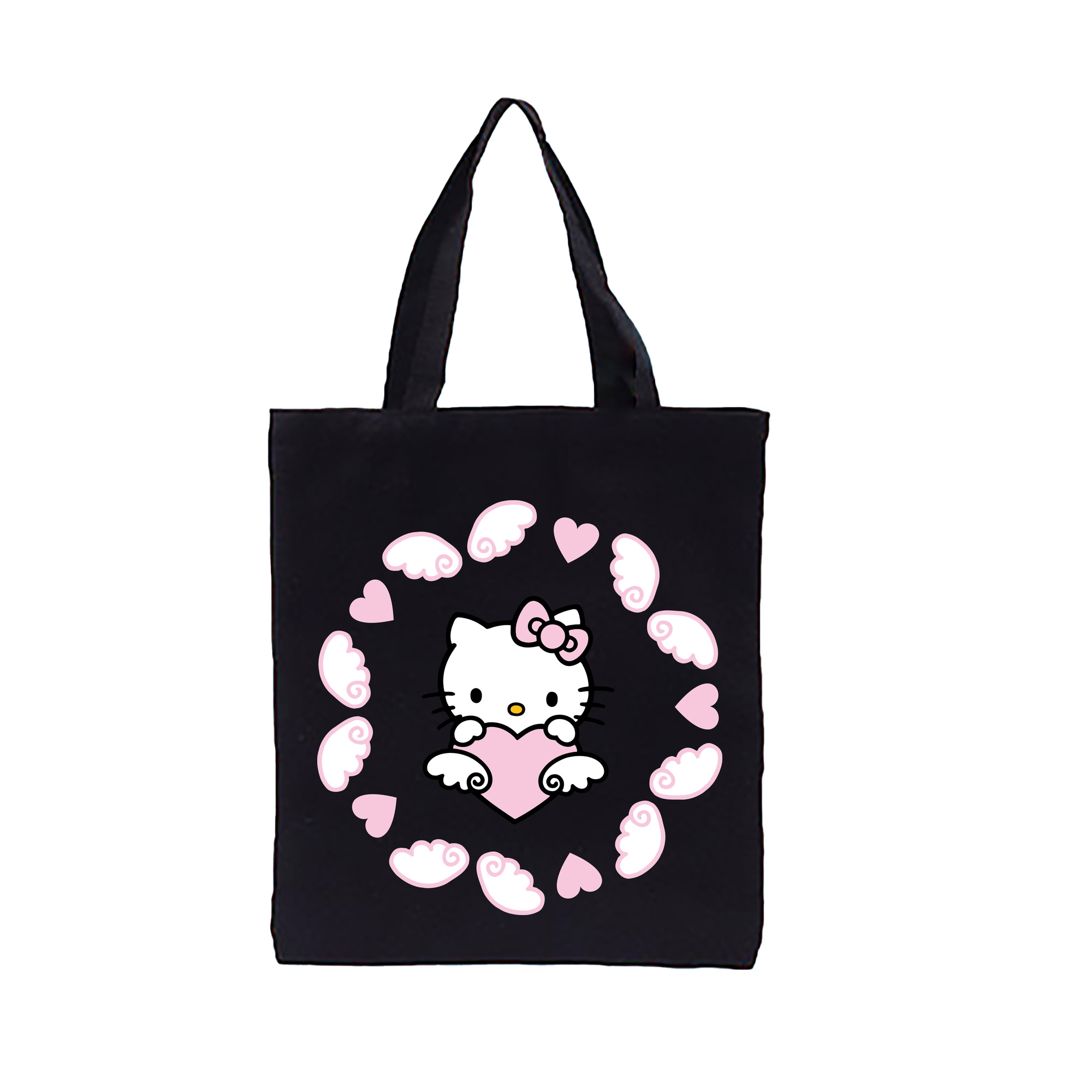 （画像用） Hello Kitty ハローキティ 縦型キャンバス生地手提げバッグ　トートバッグ