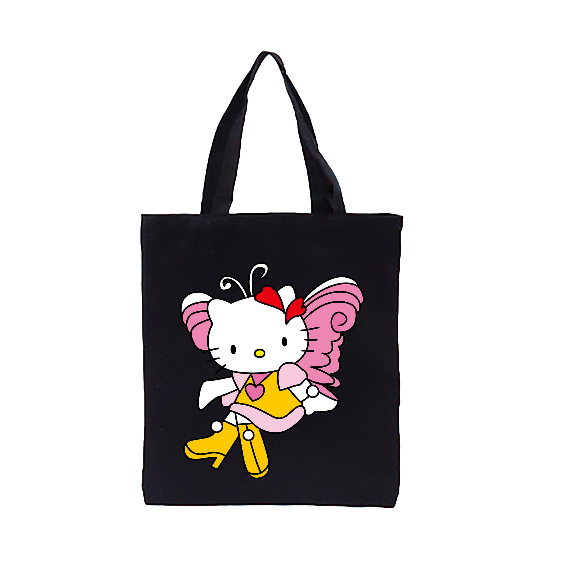（画像用） Hello Kitty ハローキティ 縦型キャンバス生地手提げバッグ　トートバッグ