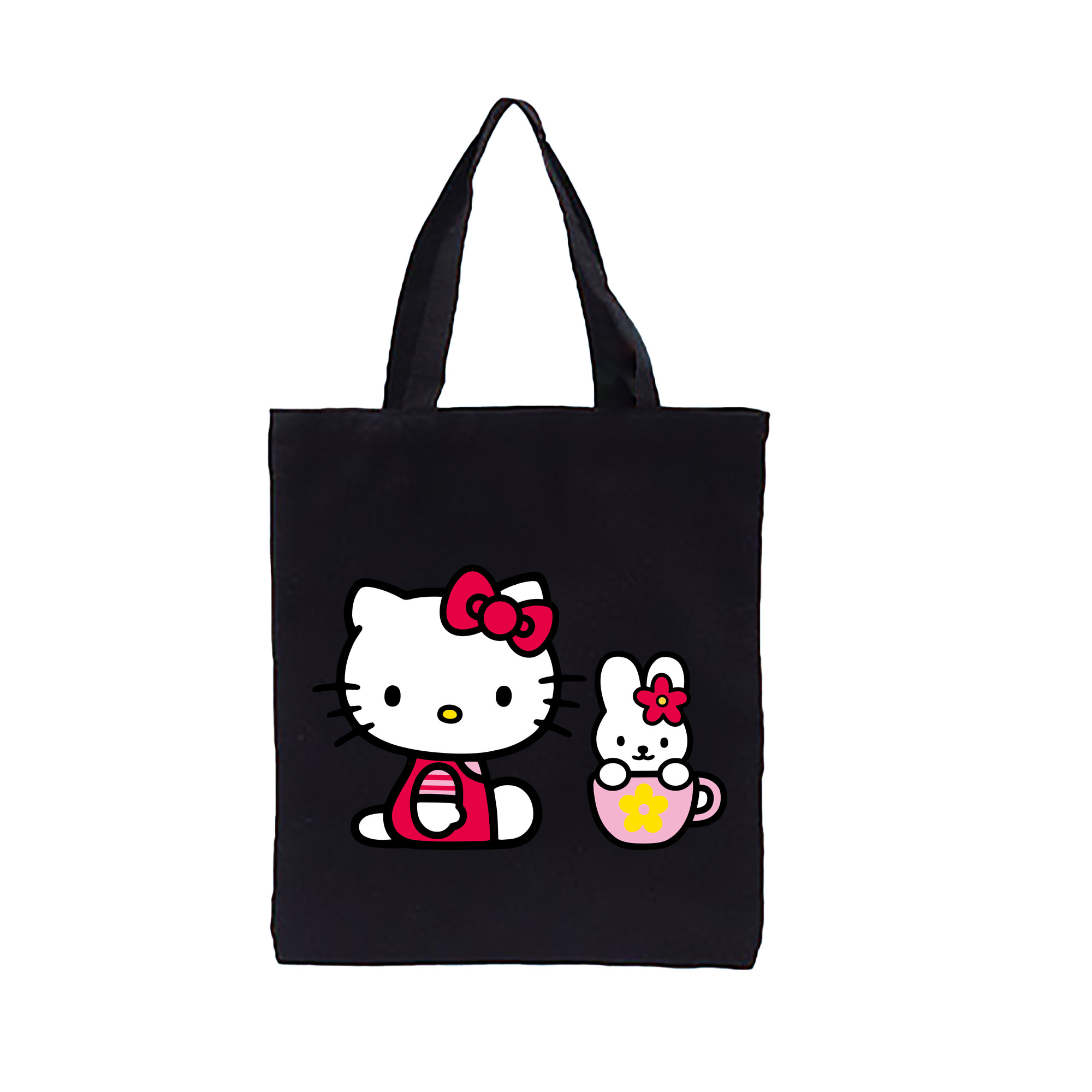 （画像用） Hello Kitty ハローキティ 縦型キャンバス生地手提げバッグ　トートバッグ