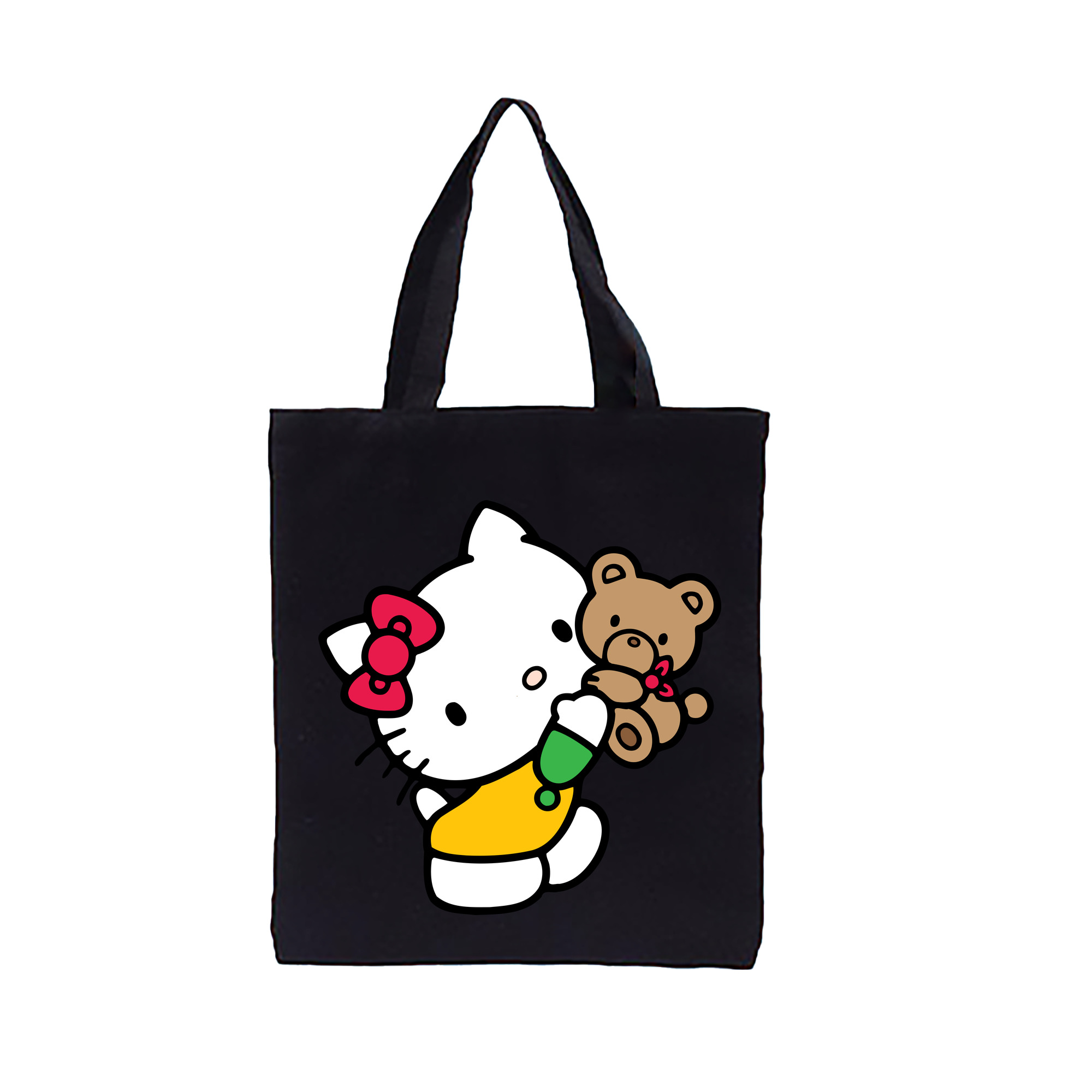 （画像用） Hello Kitty ハローキティ 縦型キャンバス生地手提げバッグ　トートバッグ