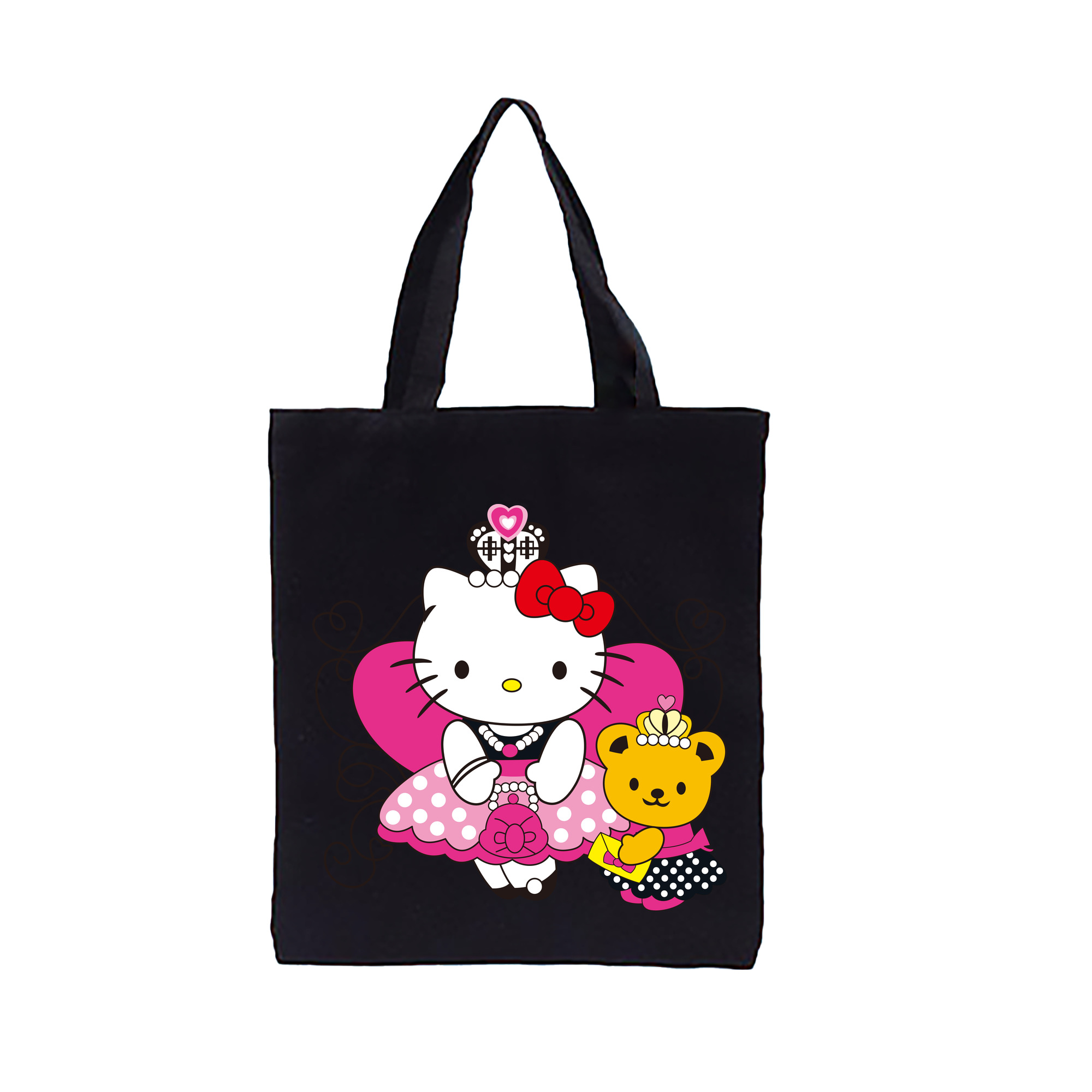 （画像用） Hello Kitty ハローキティ 縦型キャンバス生地手提げバッグ　トートバッグ