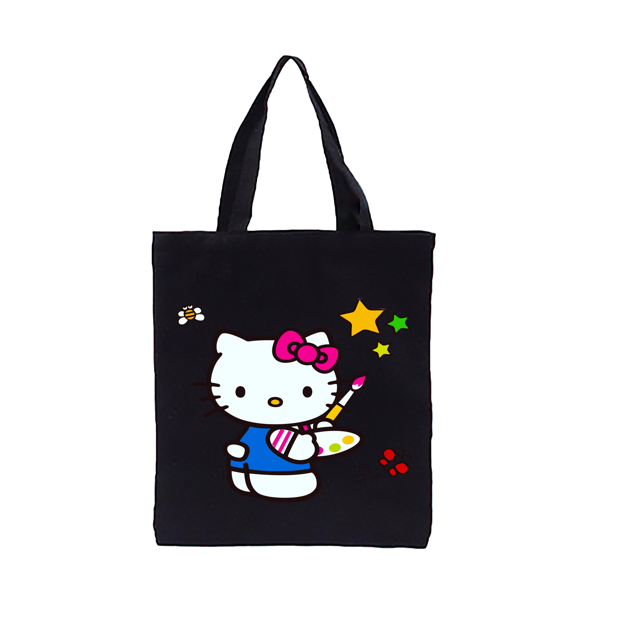 （画像用） Hello Kitty ハローキティ 縦型キャンバス生地手提げバッグ　トートバッグ