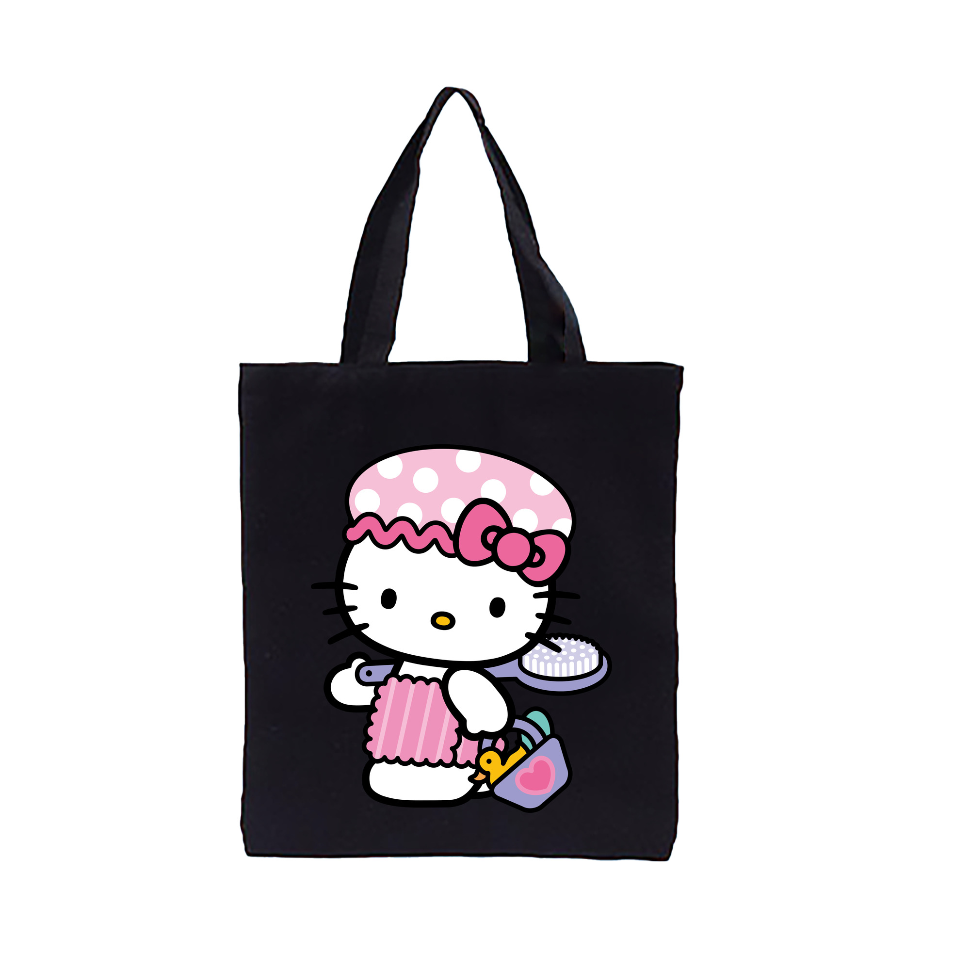 （画像用） Hello Kitty ハローキティ 縦型キャンバス生地手提げバッグ　トートバッグ