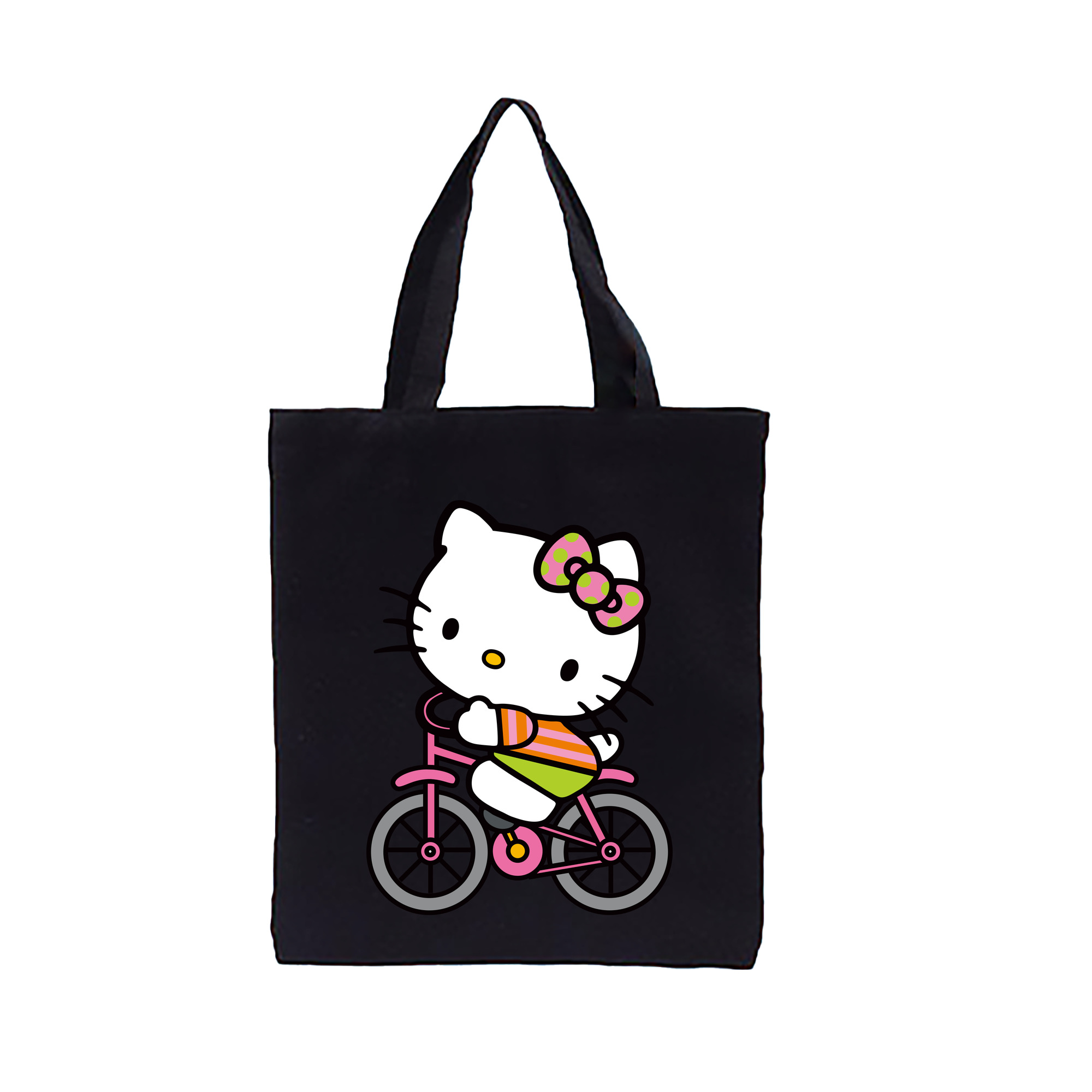 （画像用） Hello Kitty ハローキティ 縦型キャンバス生地手提げバッグ　トートバッグ