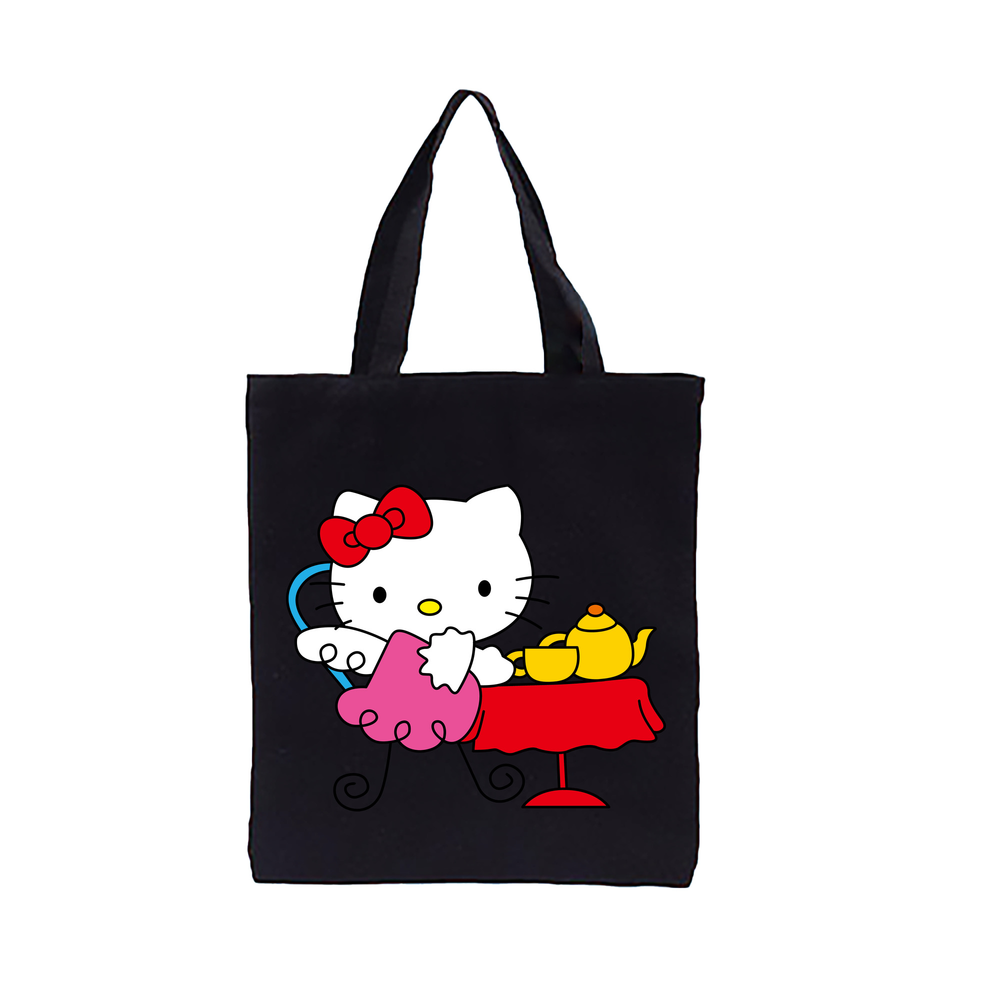 （画像用） Hello Kitty ハローキティ 縦型キャンバス生地手提げバッグ　トートバッグ