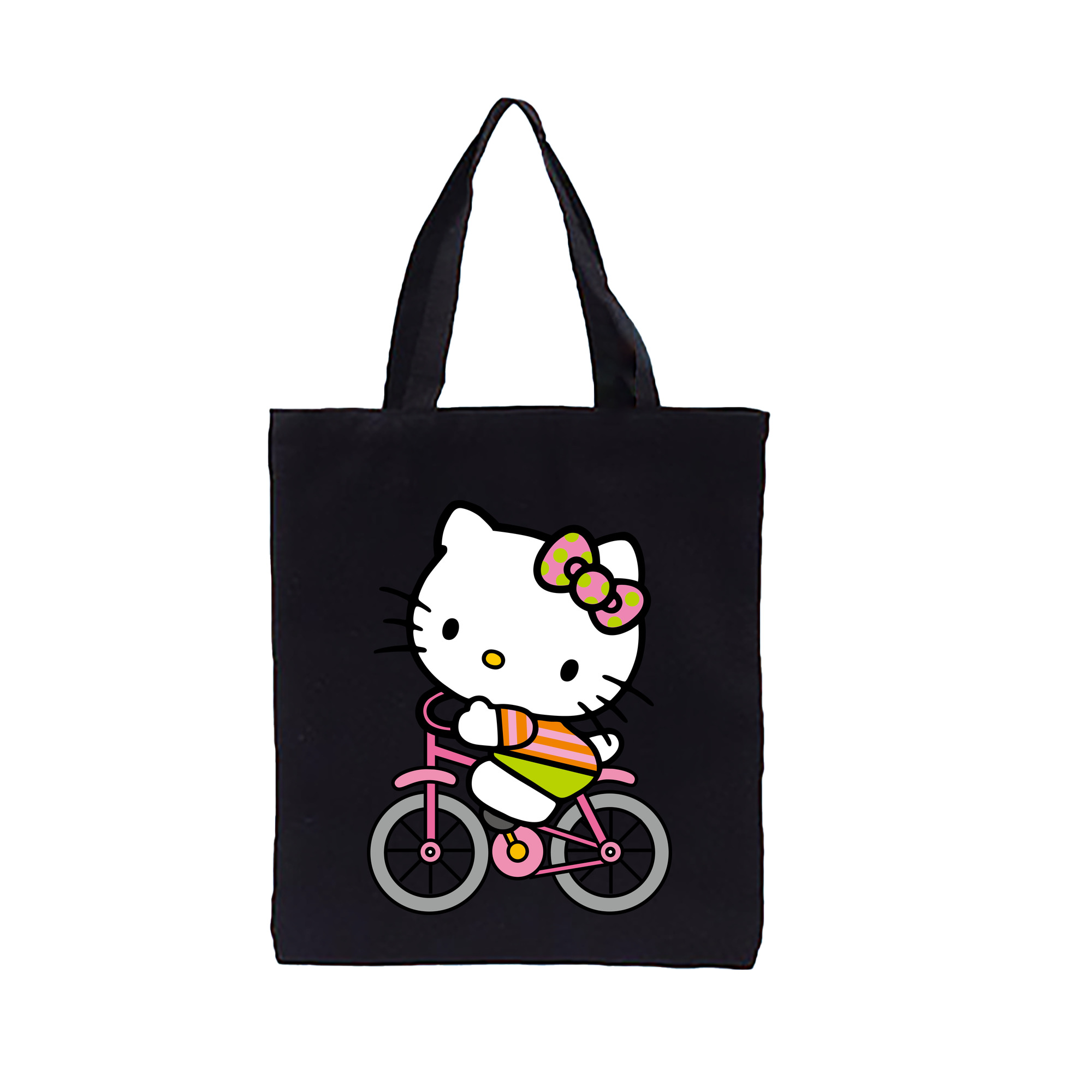 （画像用） Hello Kitty ハローキティ 縦型キャンバス生地手提げバッグ　トートバッグ