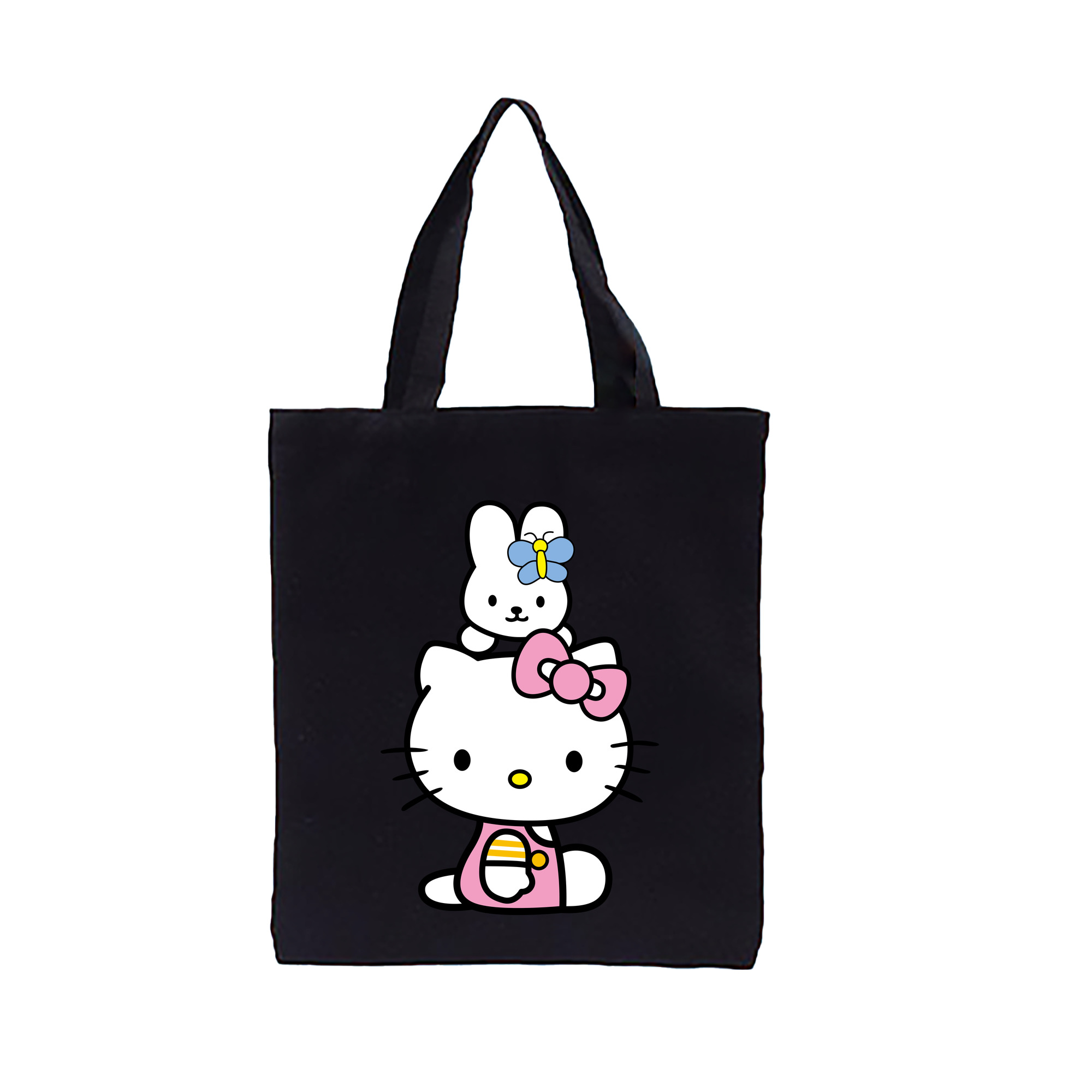 （画像用） Hello Kitty ハローキティ 縦型キャンバス生地手提げバッグ　トートバッグ
