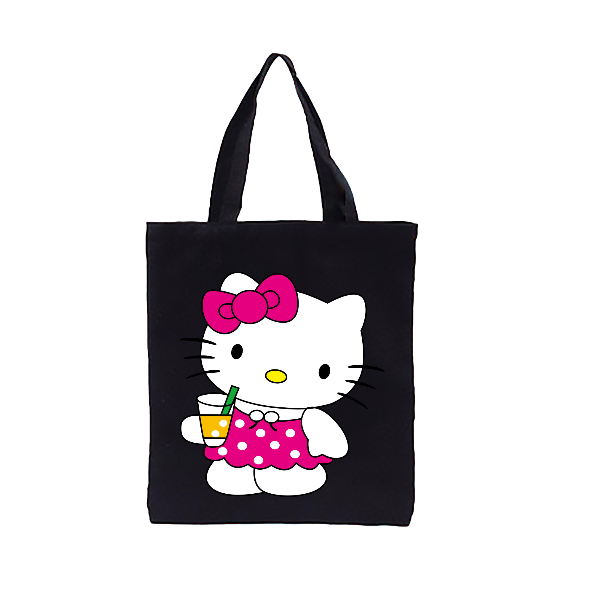 （画像用） Hello Kitty ハローキティ 縦型キャンバス生地手提げバッグ　トートバッグ