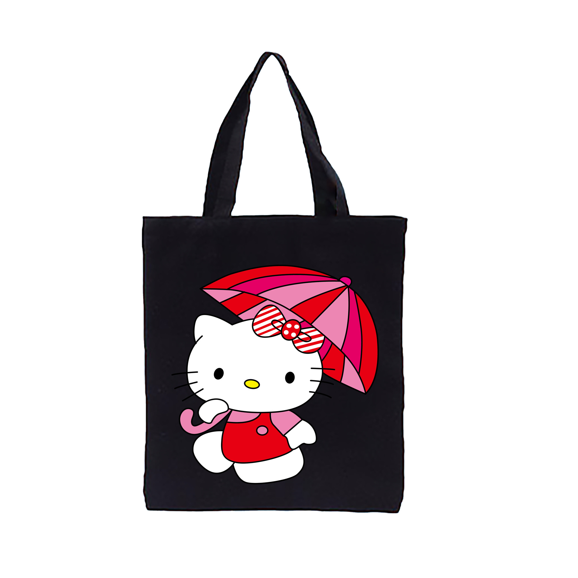 （画像用） Hello Kitty ハローキティ 縦型キャンバス生地手提げバッグ　トートバッグ