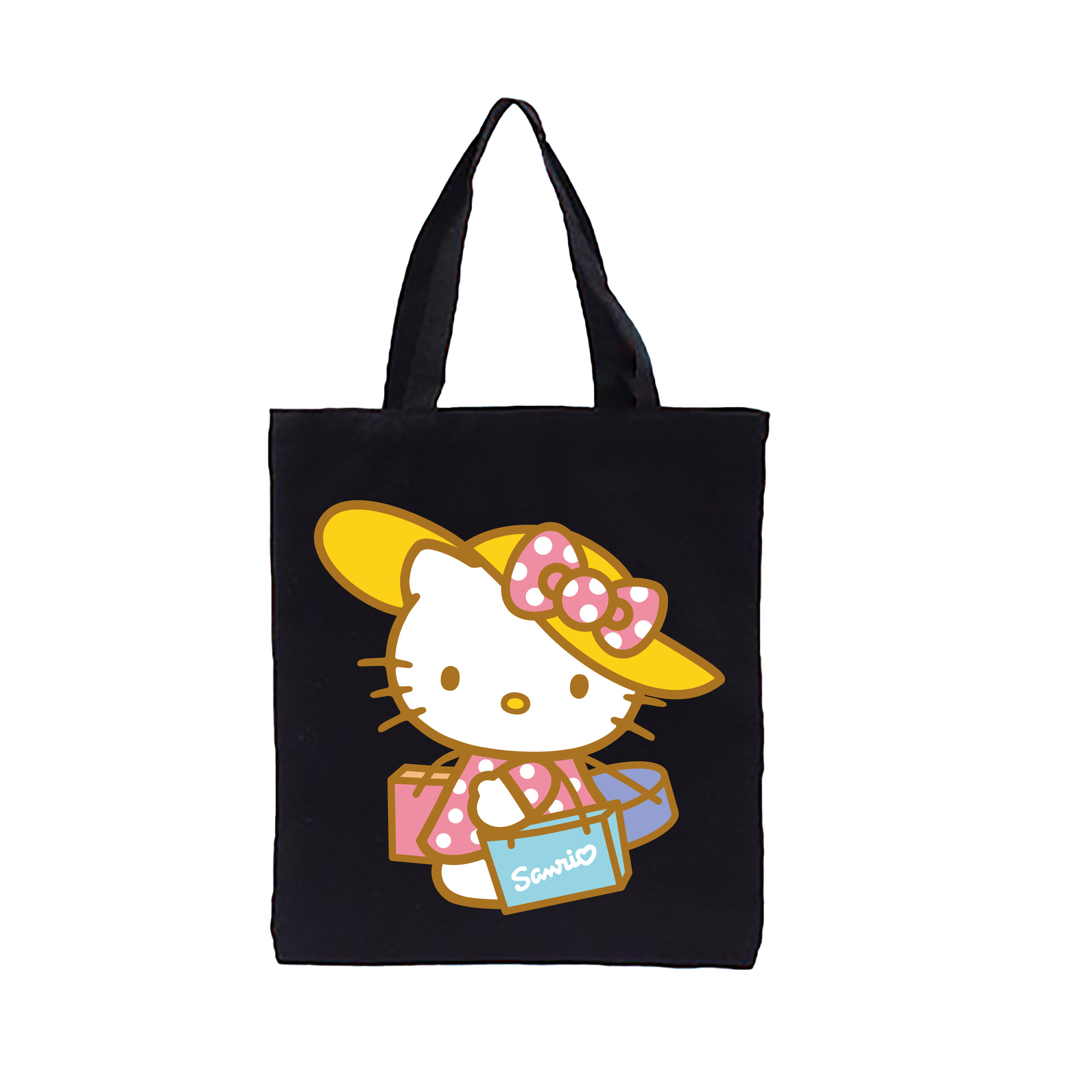 （画像用） Hello Kitty ハローキティ 縦型キャンバス生地手提げバッグ　トートバッグ