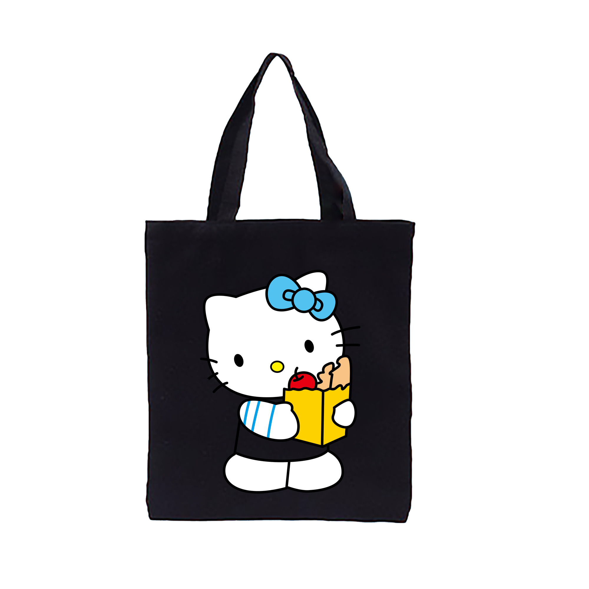 （画像用） Hello Kitty ハローキティ 縦型キャンバス生地手提げバッグ　トートバッグ