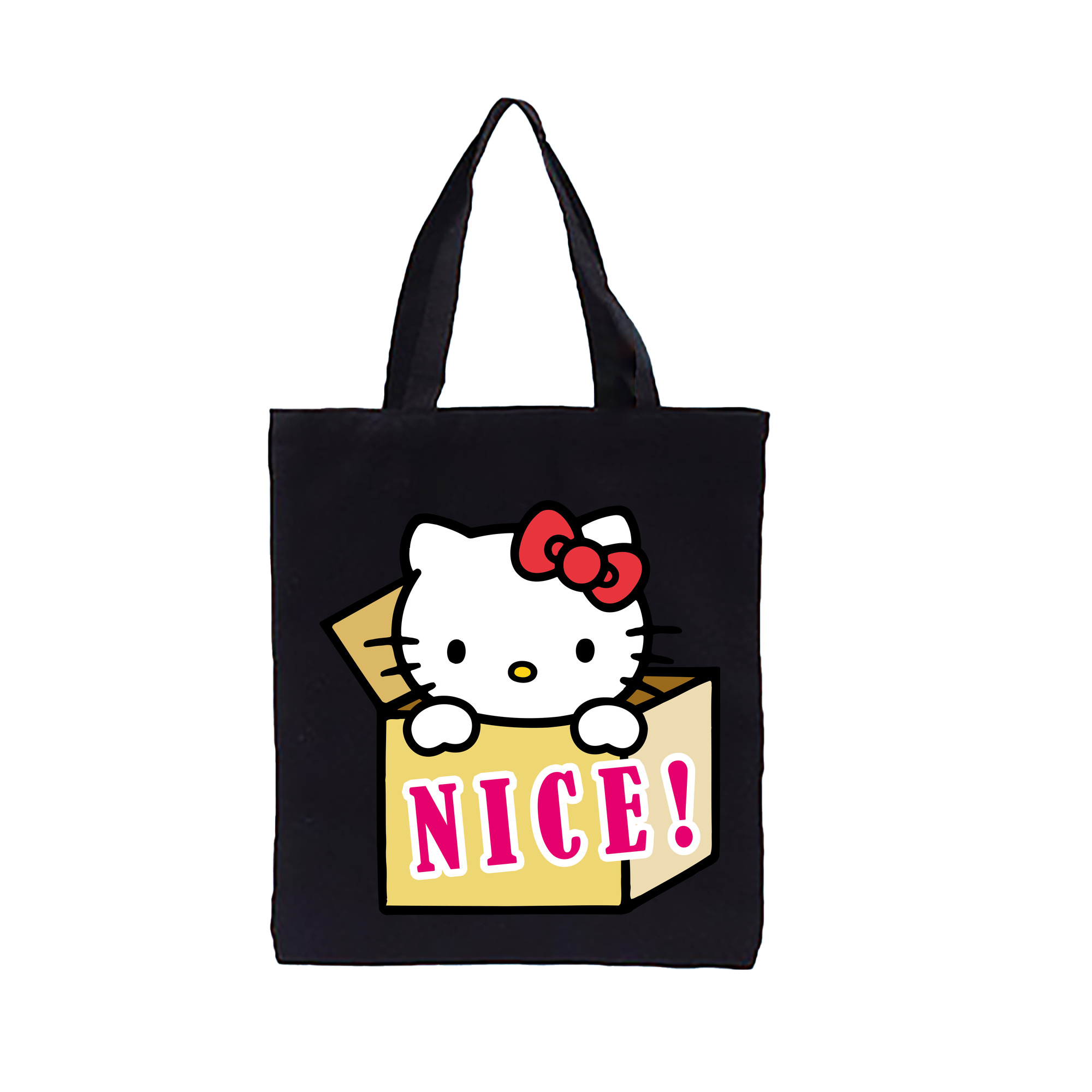 （画像用） Hello Kitty ハローキティ 縦型キャンバス生地手提げバッグ　トートバッグ