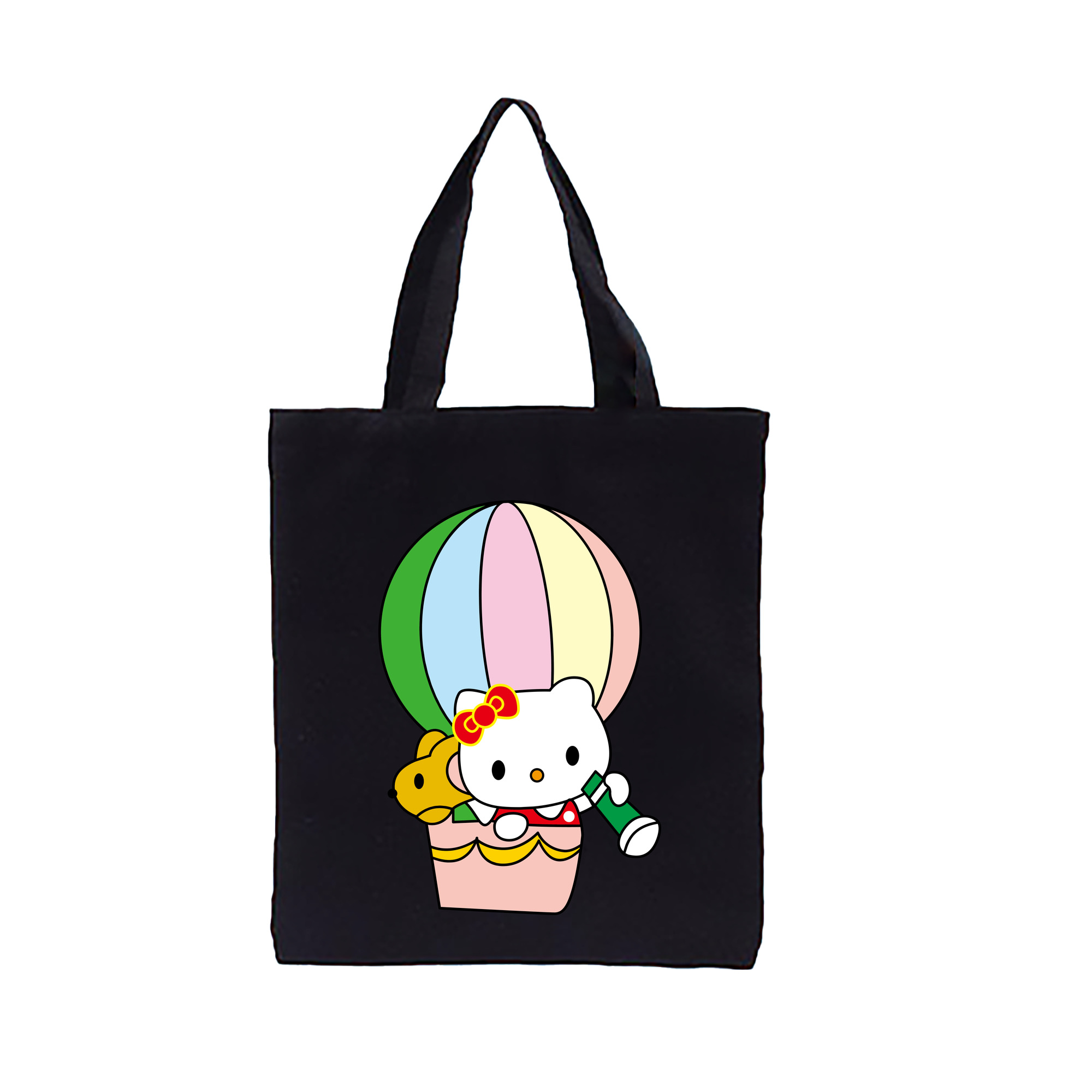 （画像用） Hello Kitty ハローキティ 縦型キャンバス生地手提げバッグ　トートバッグ