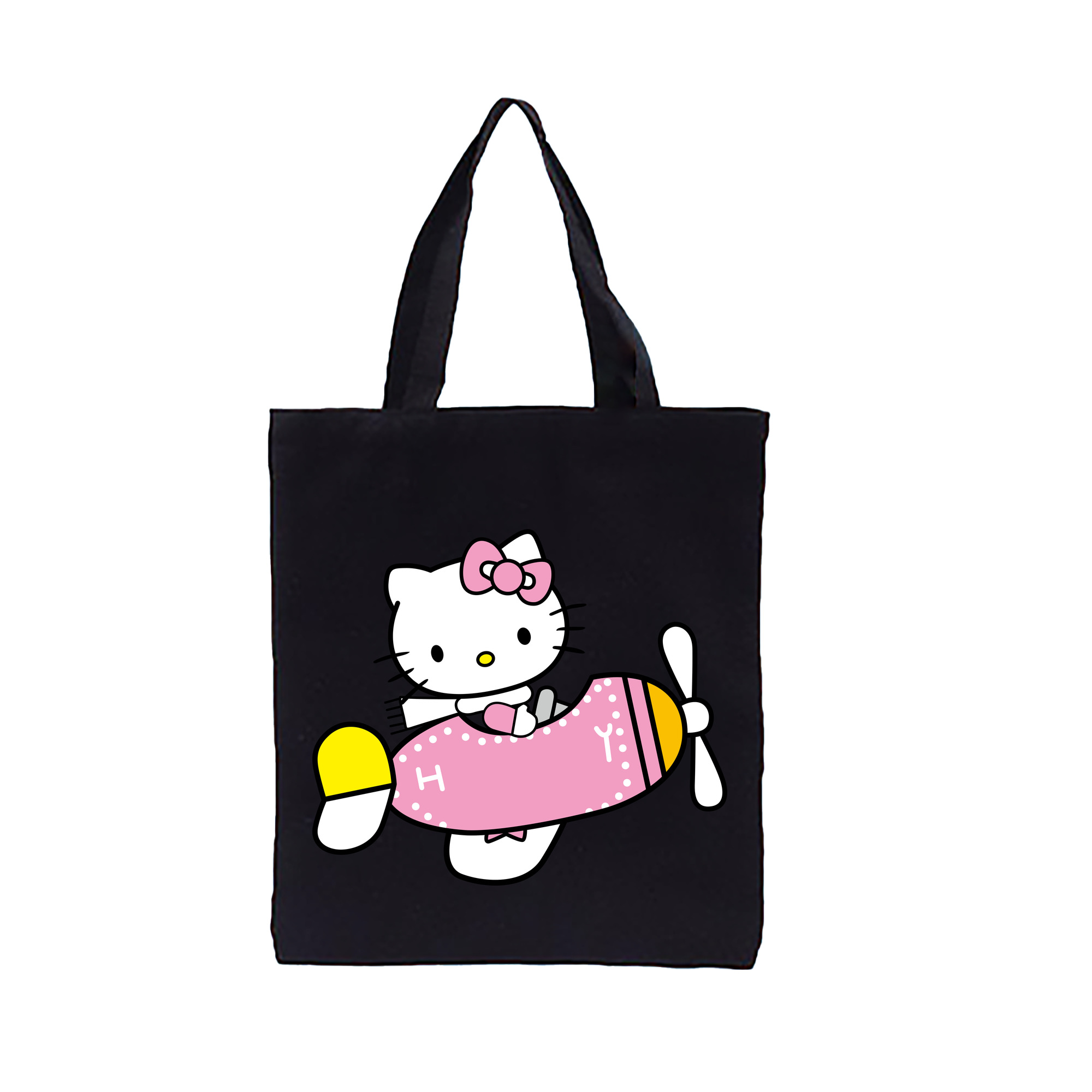（画像用） Hello Kitty ハローキティ 縦型キャンバス生地手提げバッグ　トートバッグ
