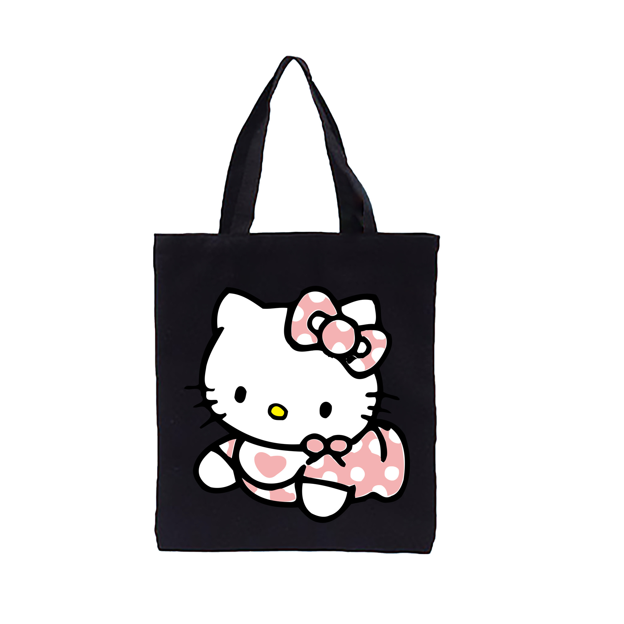 （画像用） Hello Kitty ハローキティ 縦型キャンバス生地手提げバッグ　トートバッグ